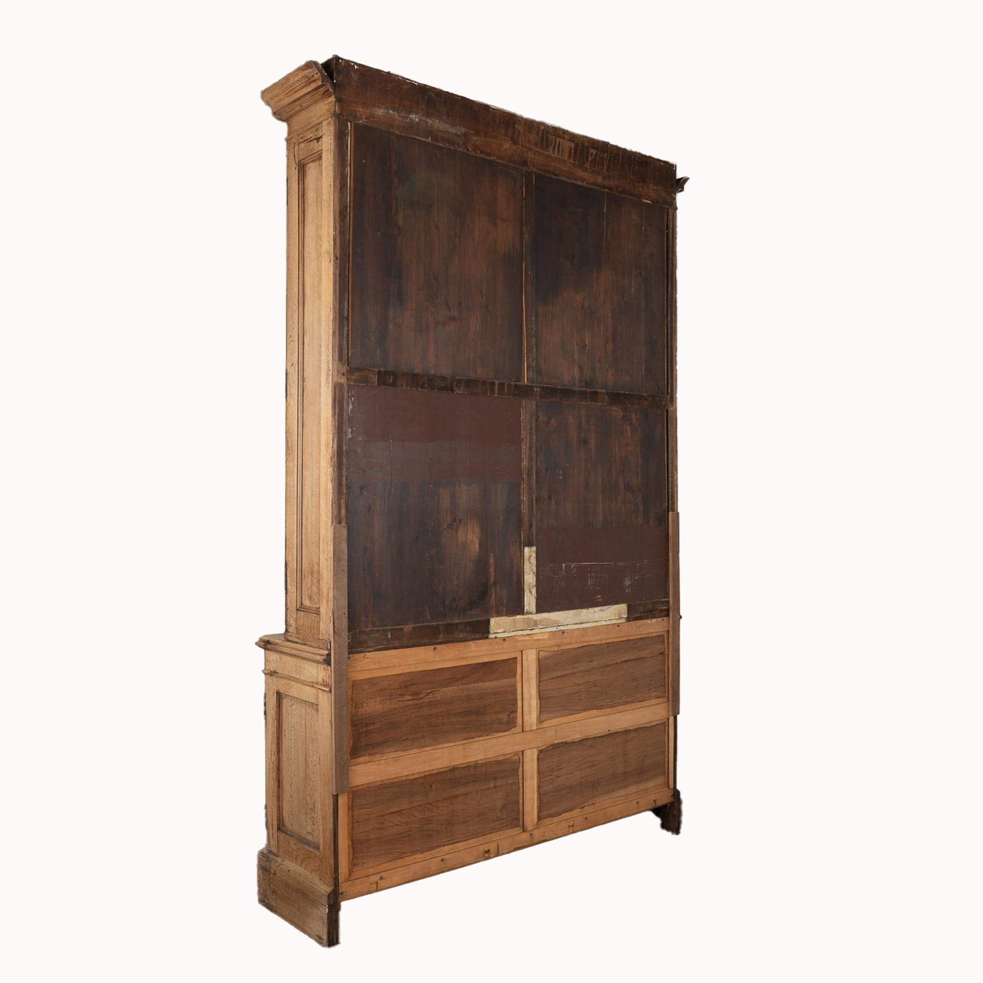 Tall Bleached Oak Bookcase Display Cabinet, France circa 1860 6