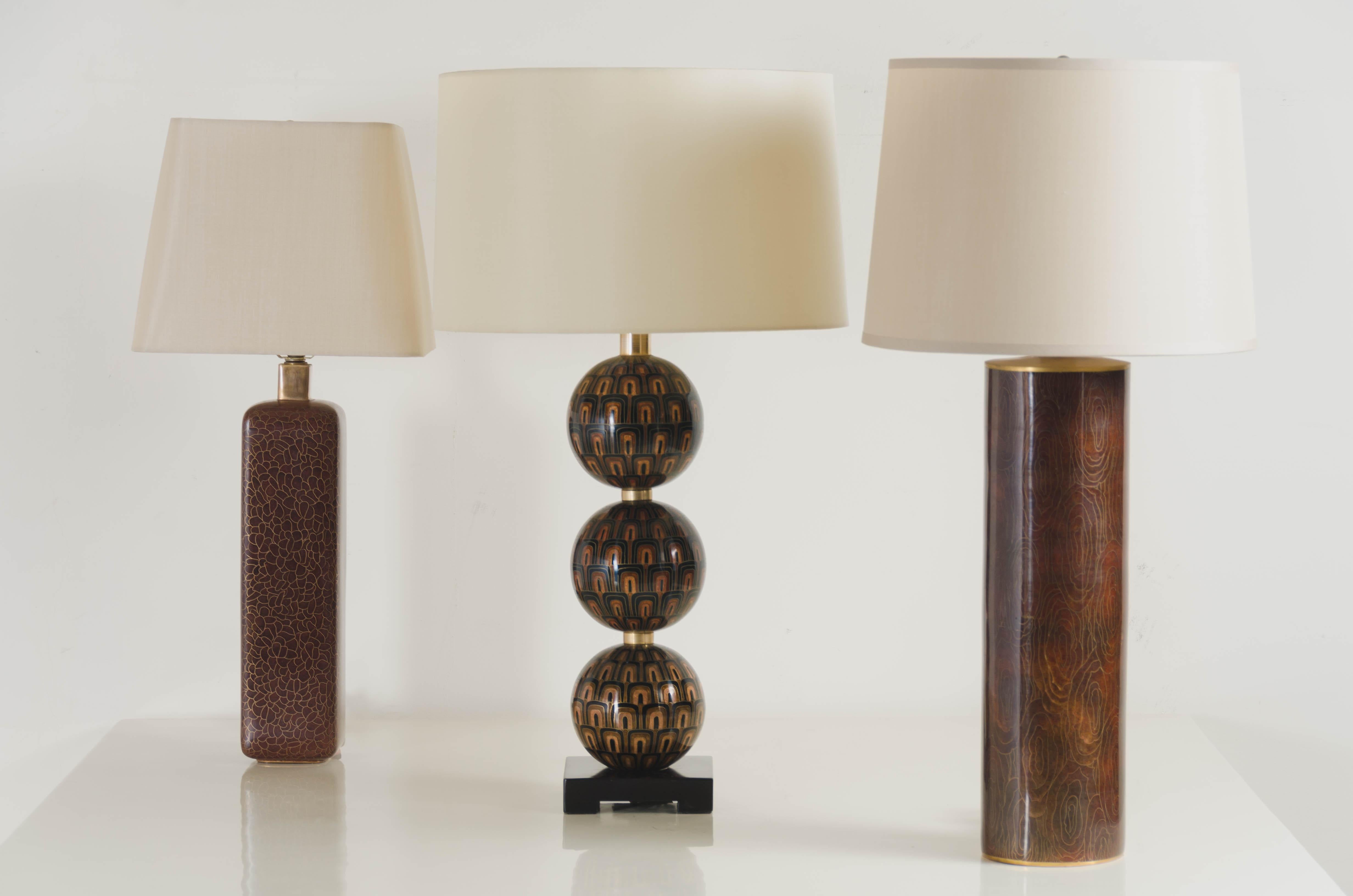 Tall Block Web Table Lamp in Fig Color by Robert Kuo, Limited Edition In New Condition For Sale In Los Angeles, CA