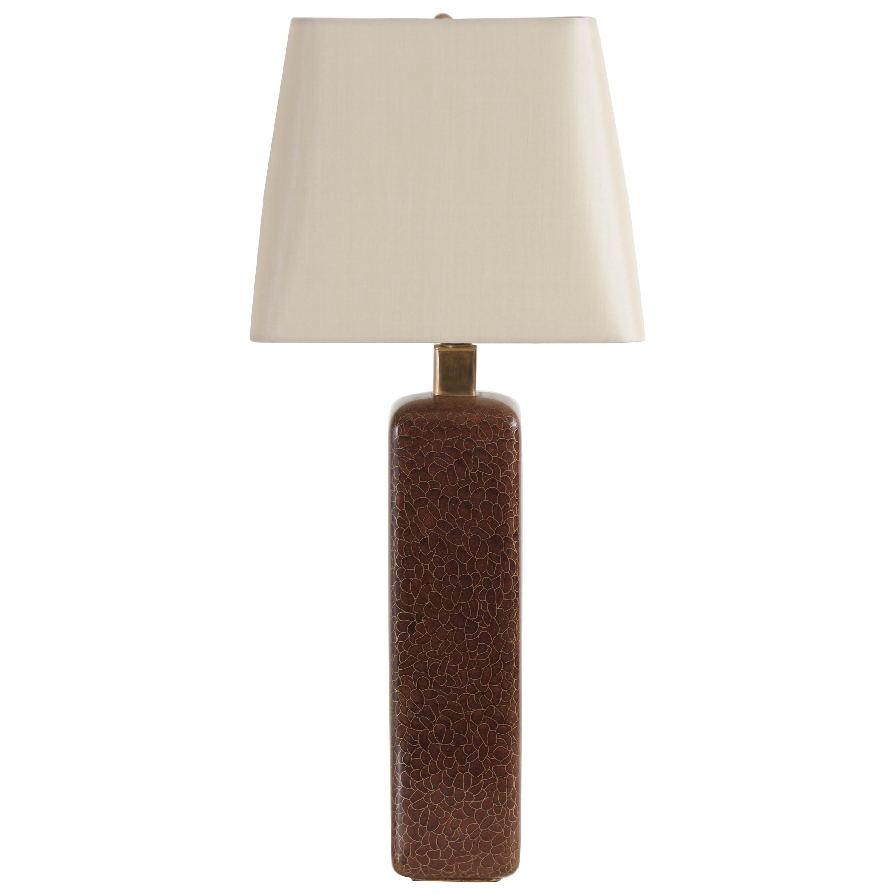 Tall Block Web Table Lamp in Fig Color by Robert Kuo, Limited Edition For Sale