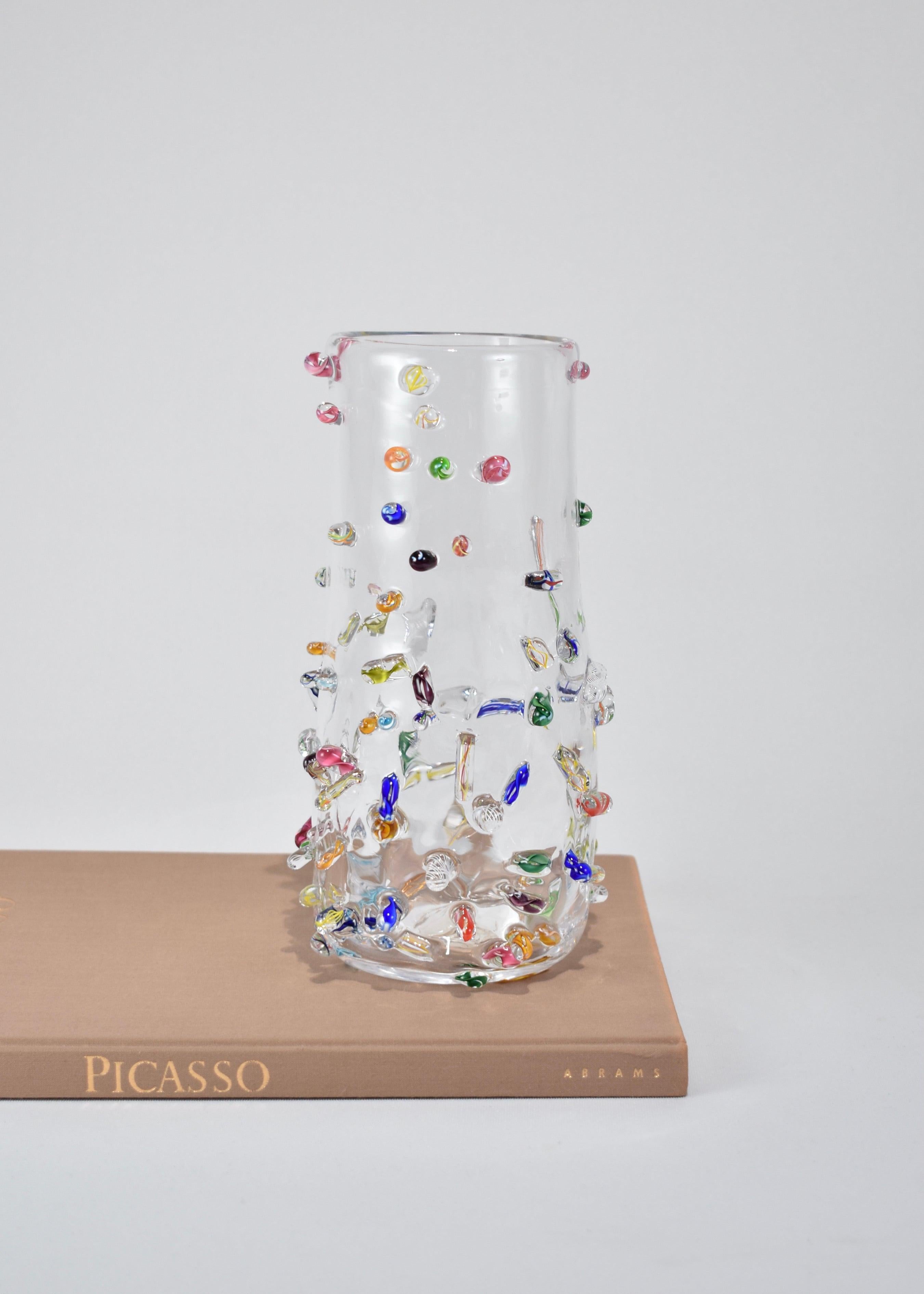 Contemporary Tall Blown Glass Vase For Sale