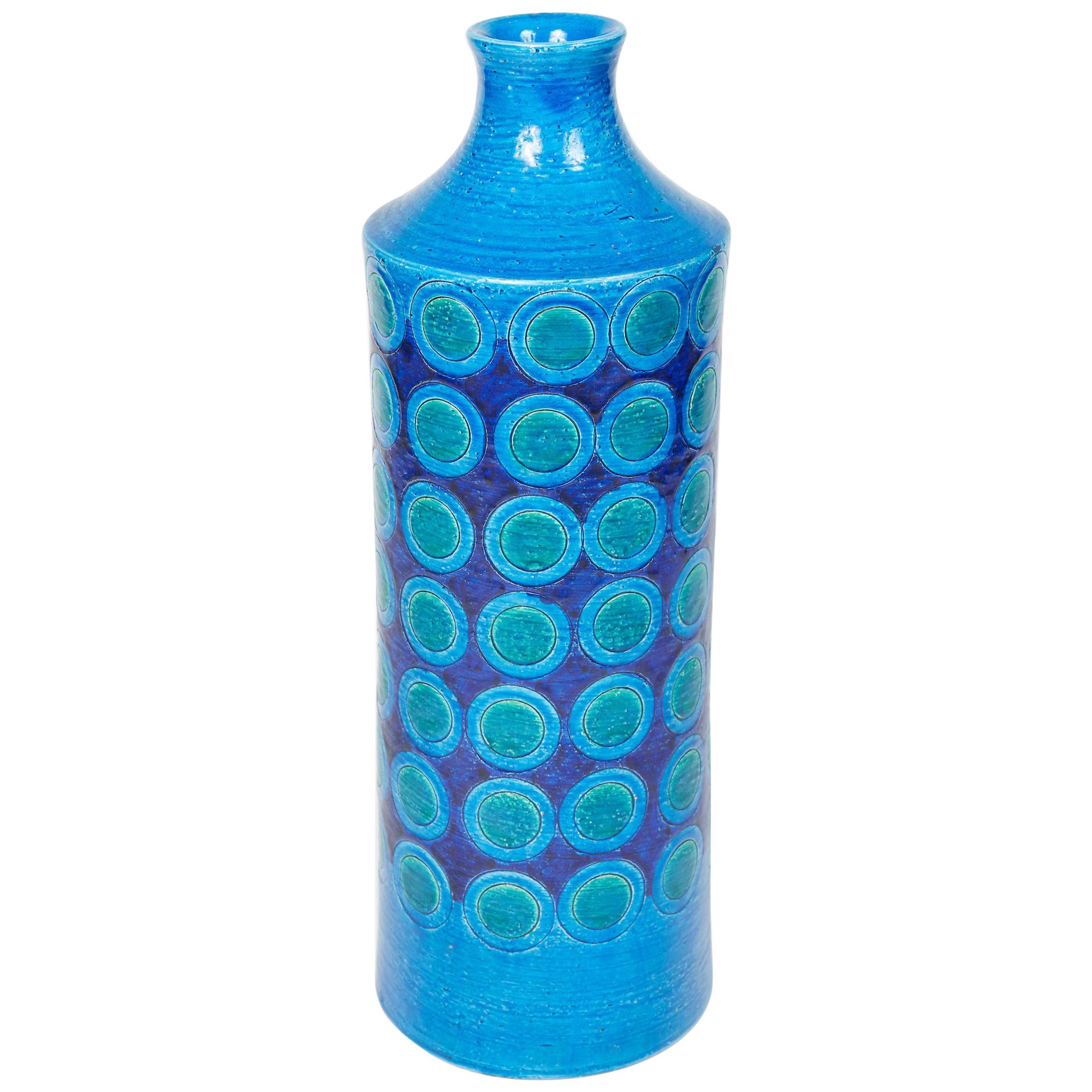 Tall Ceramic Blue Glazed Contemporary Vase For Sale at 1stDibs