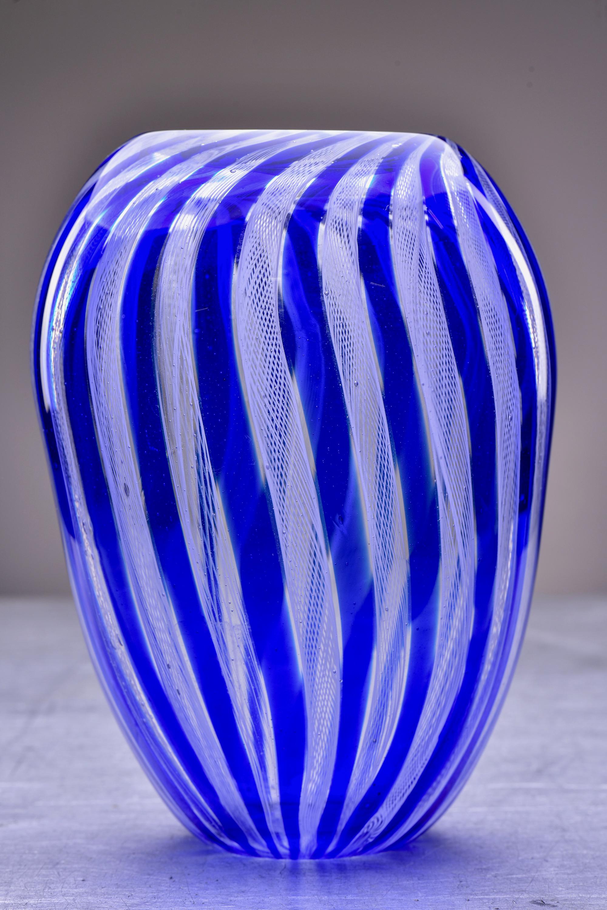 blue and white glass vase