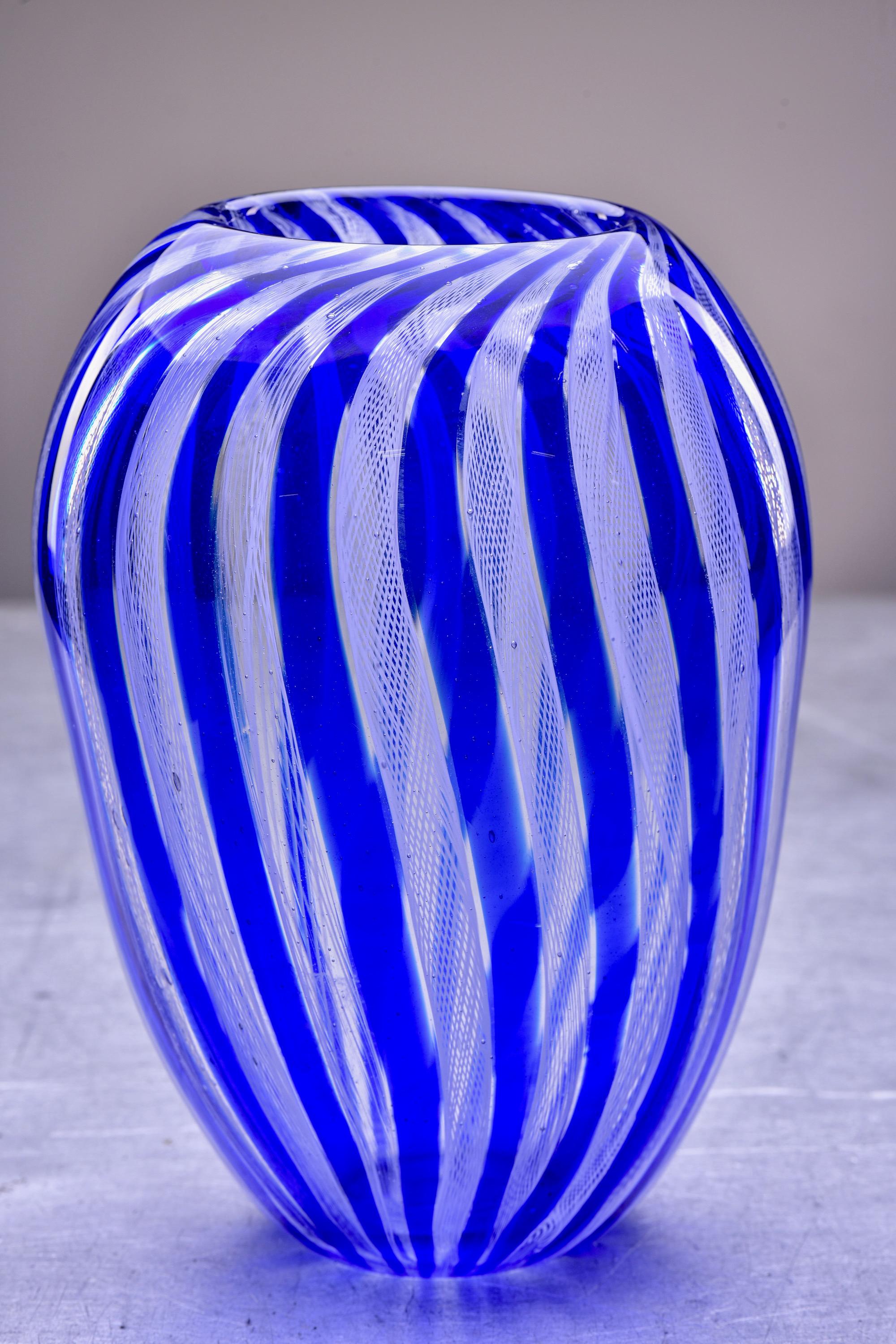 blue and white tall vase