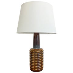 danish ceramic lamp Tall Blue and Yellow Danish Ceramic Table Lamp by Einar Johansen for Soholm