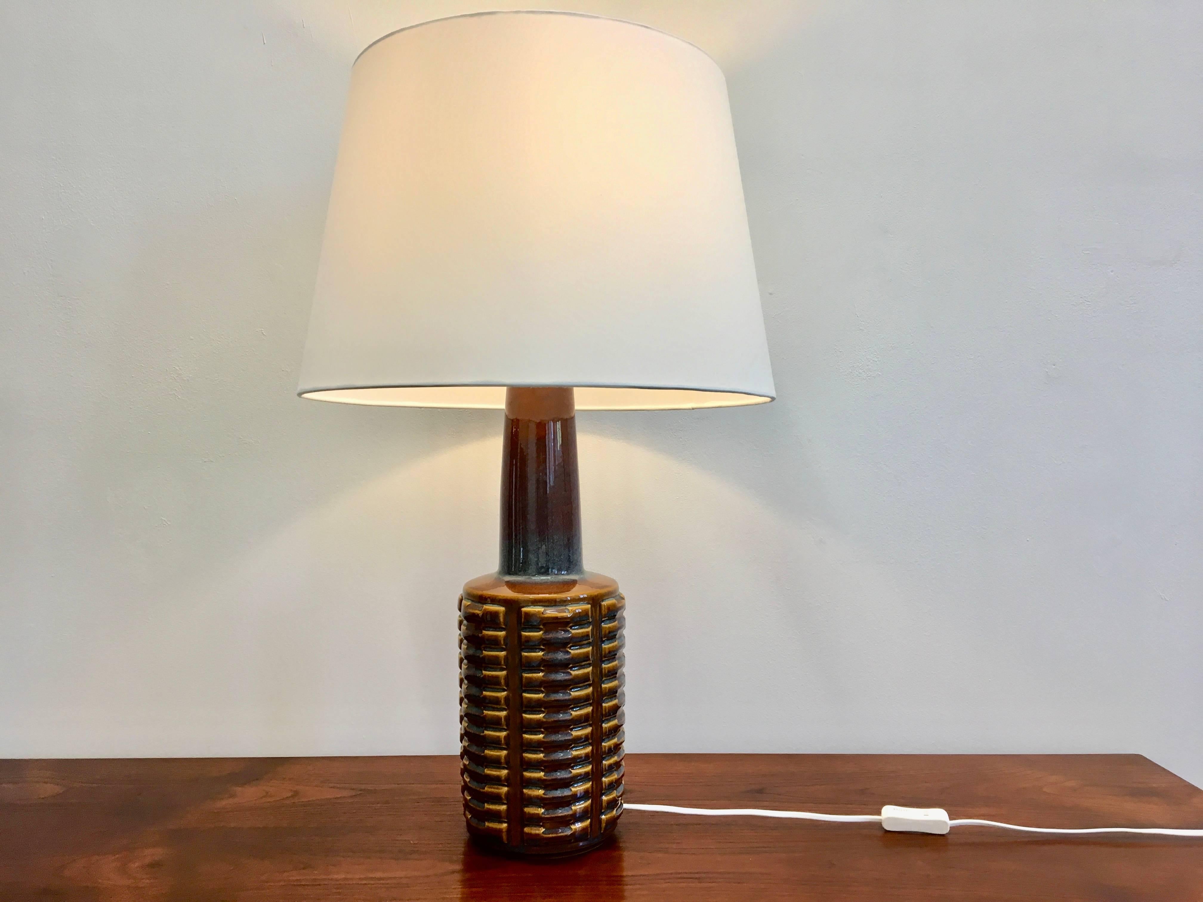 Tall Blue and Yellow Danish Ceramic Table Lamp by Einar Johansen for Soholm In Excellent Condition In Berlin, DE