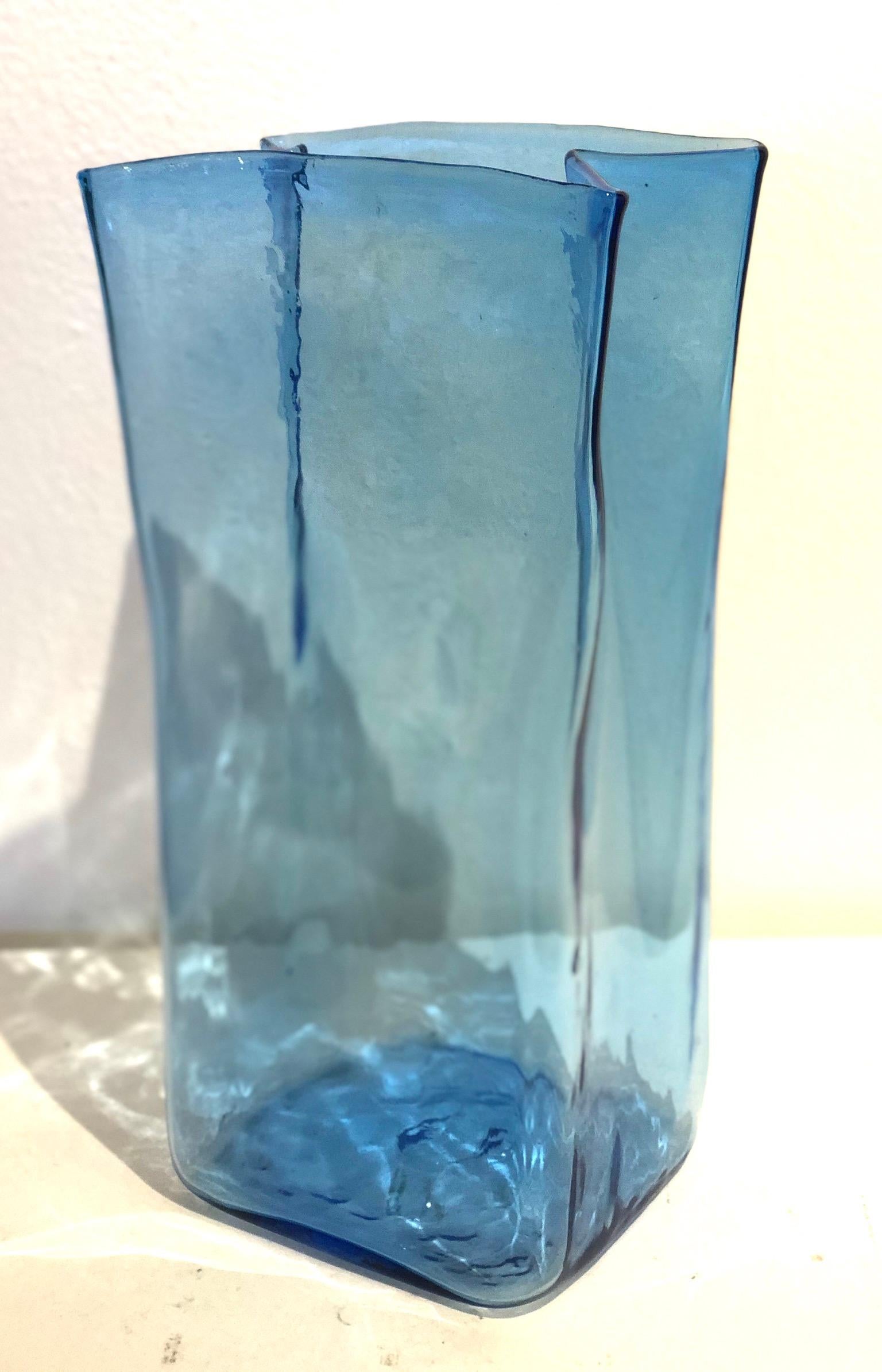 Beautiful tall blue Blenko flower vase great condition, no chips or cracks.