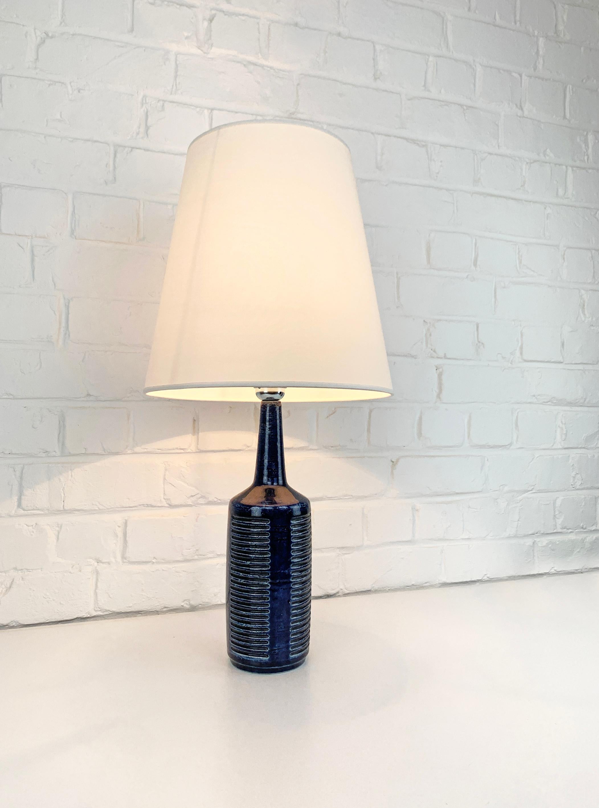 Scandinavian Modern Tall Blue Ceramic table lamp by Palshus Denmark Per & Annelise Linnemann-Schmidt For Sale