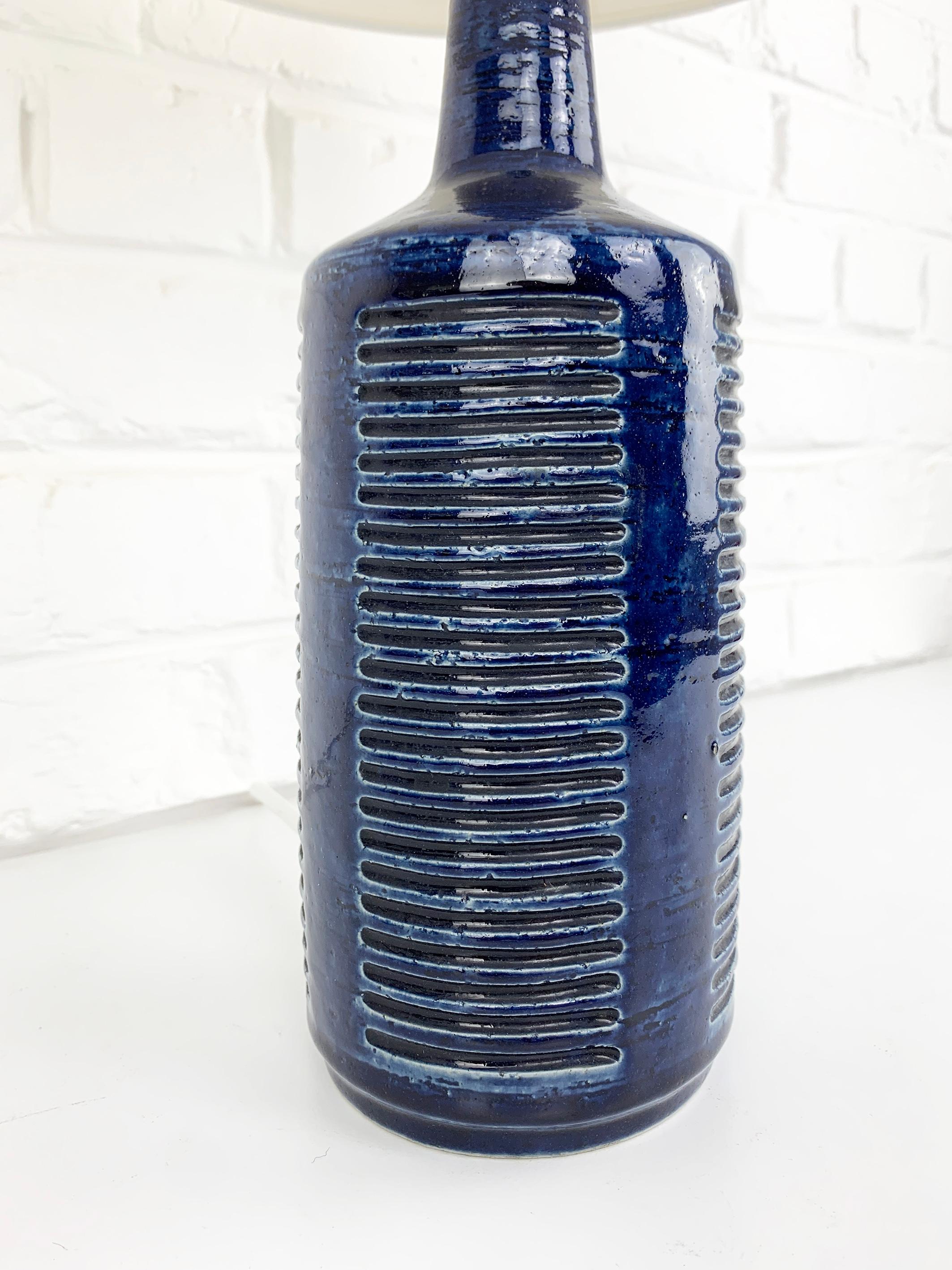 Tall Blue Ceramic table lamp by Palshus Denmark Per & Annelise Linnemann-Schmidt For Sale 1