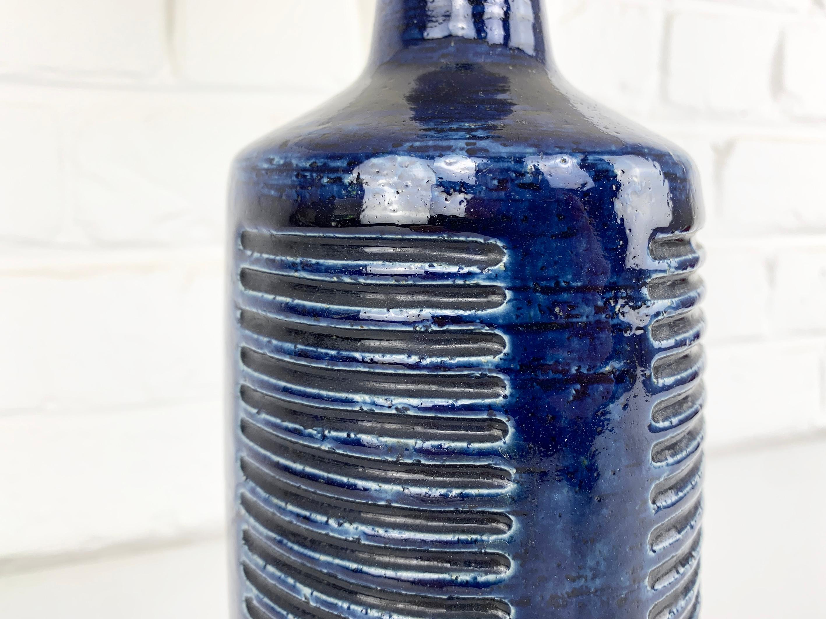 Tall Blue Ceramic table lamp by Palshus Denmark Per & Annelise Linnemann-Schmidt For Sale 2