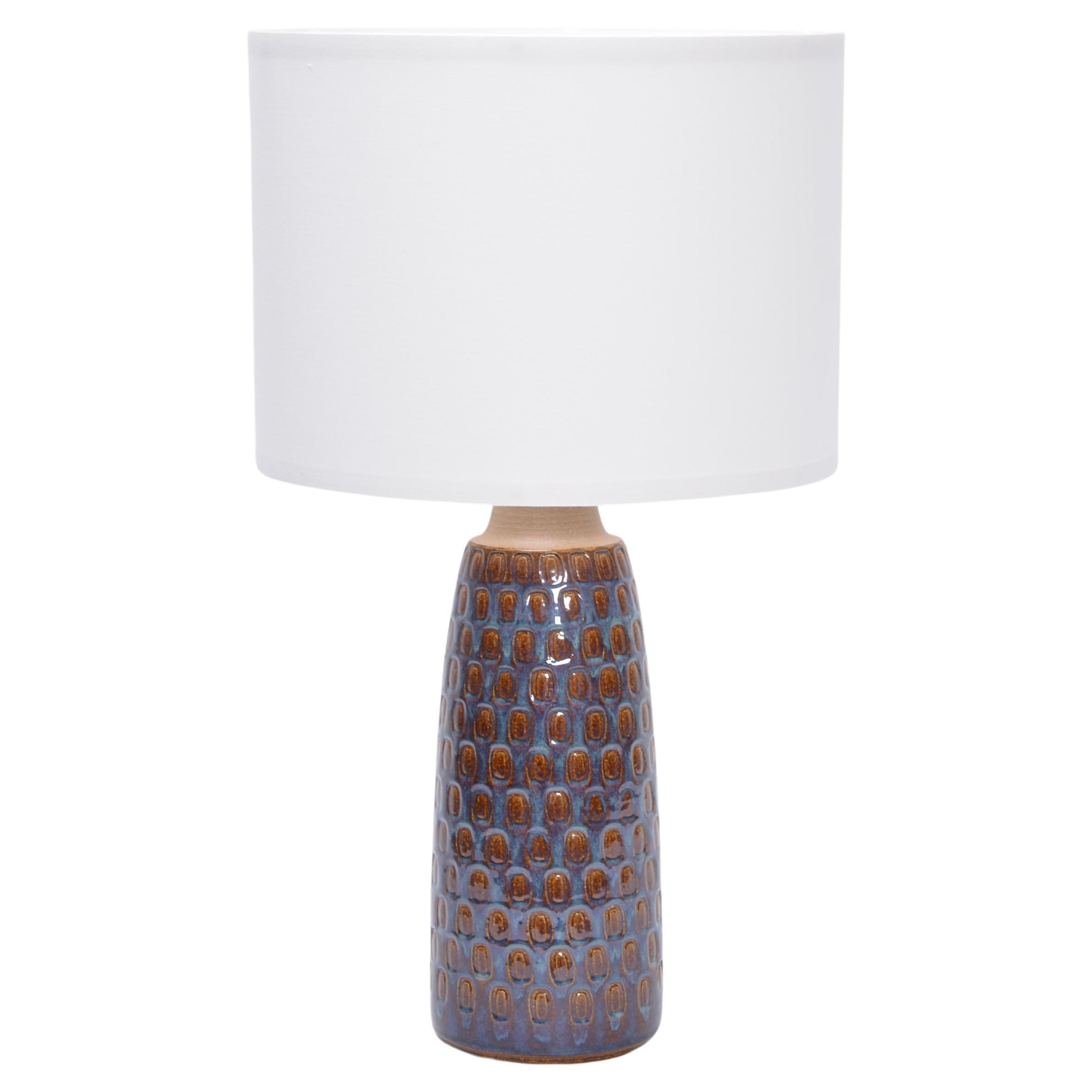 Tall Blue Danish Mid-Century Modern Ceramic Table Lamp Model 3017 by Soholm