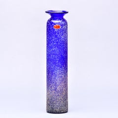 Tall Blue Murano Glass Scavo Style Slender Vase