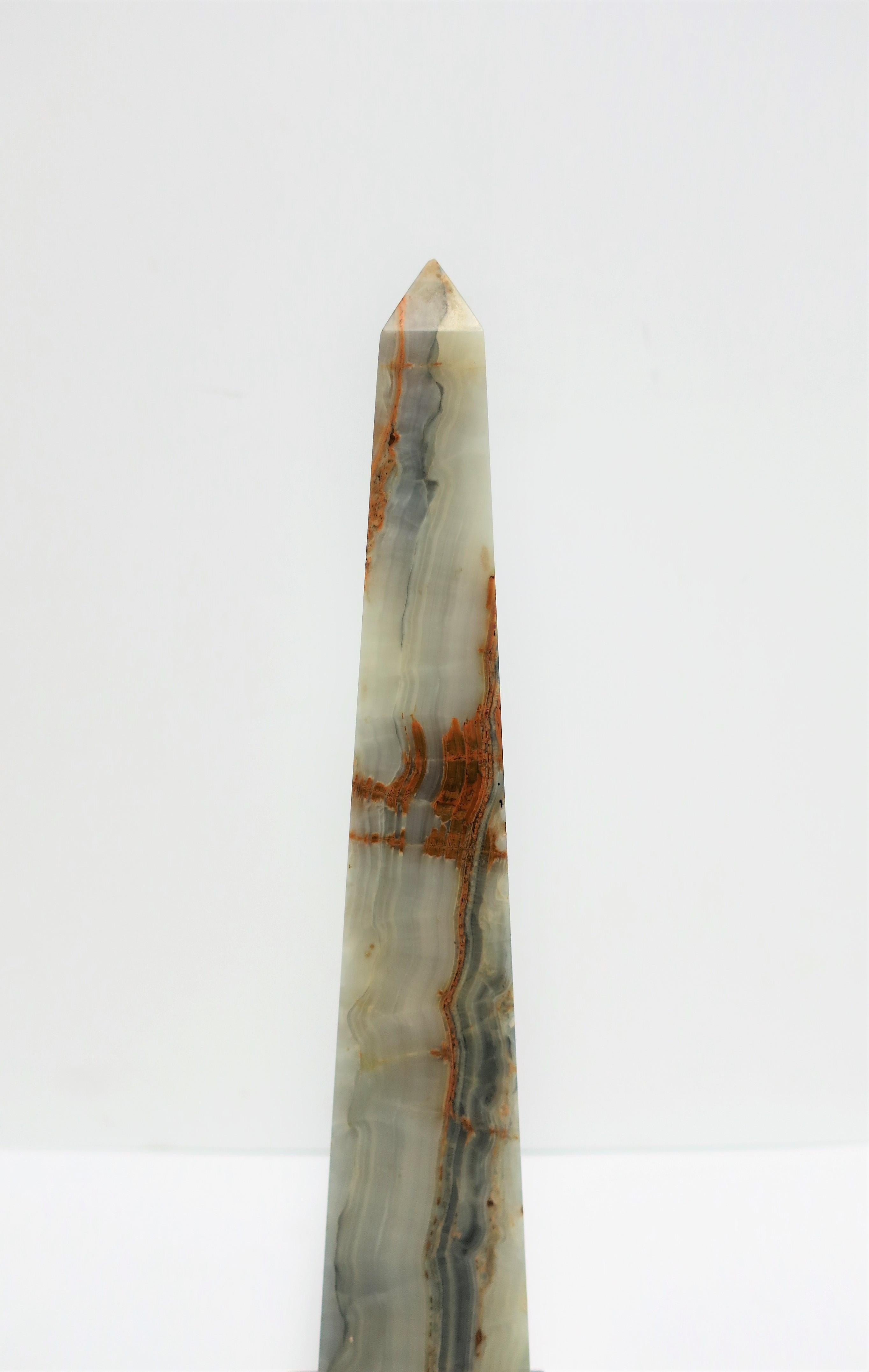 Tall Modern Blue and White Onyx Obelisk 1