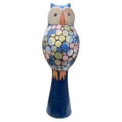 Tall Blue Owl Master Artisan Eva Fritz-Lindner