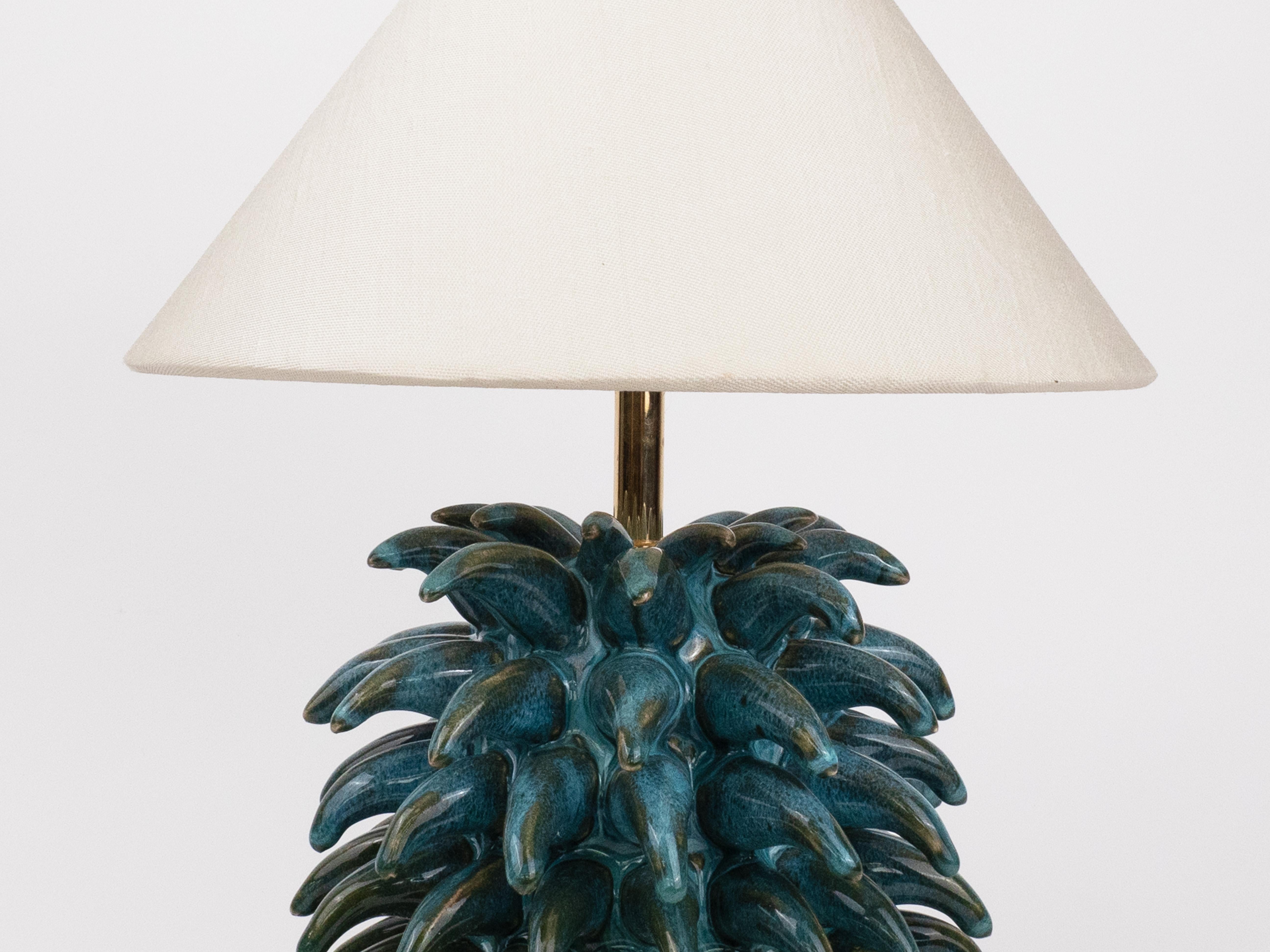 European Tall Blue Pine Table Lamp