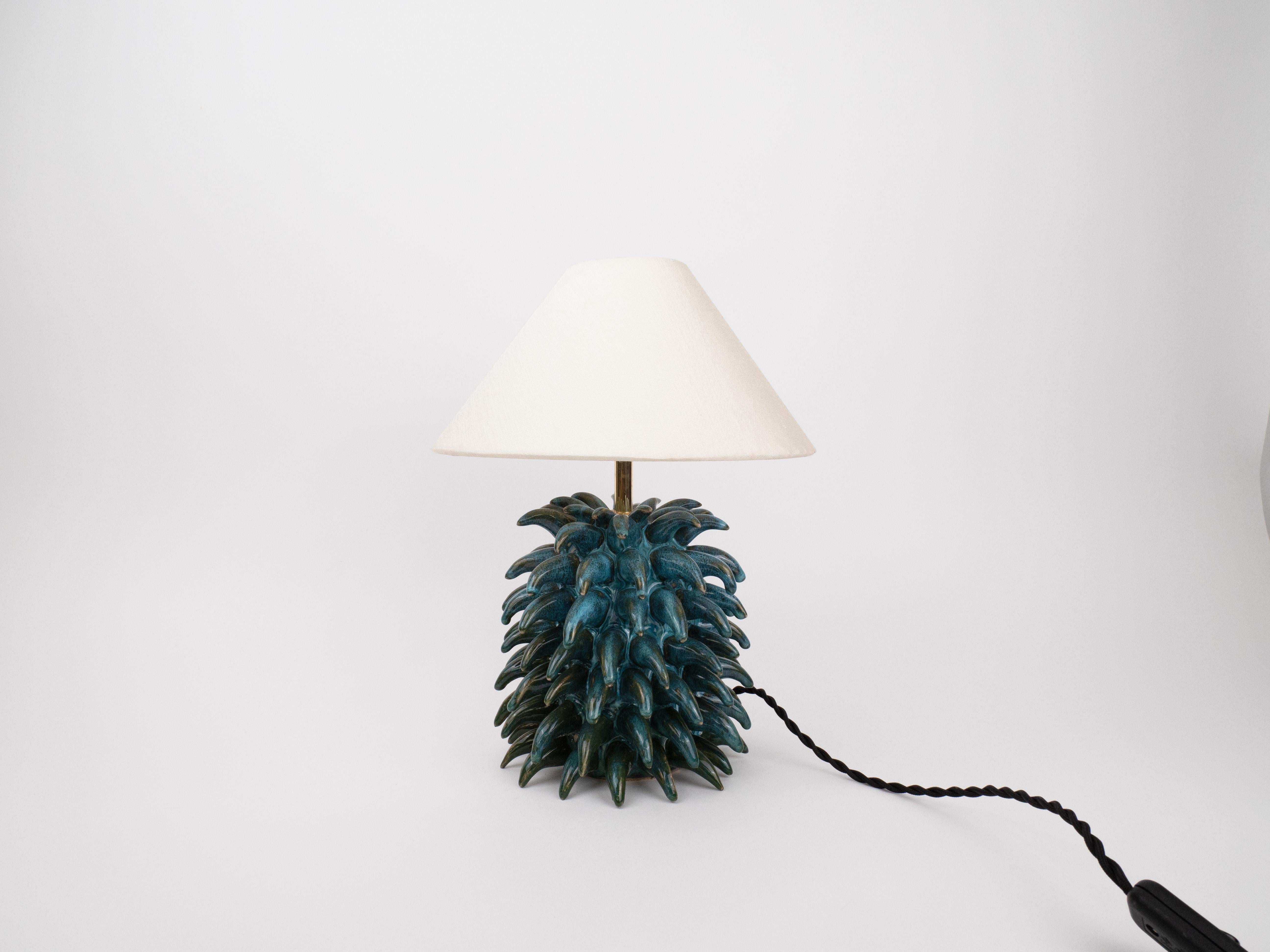 Hand-Crafted Tall Blue Pine Table Lamp
