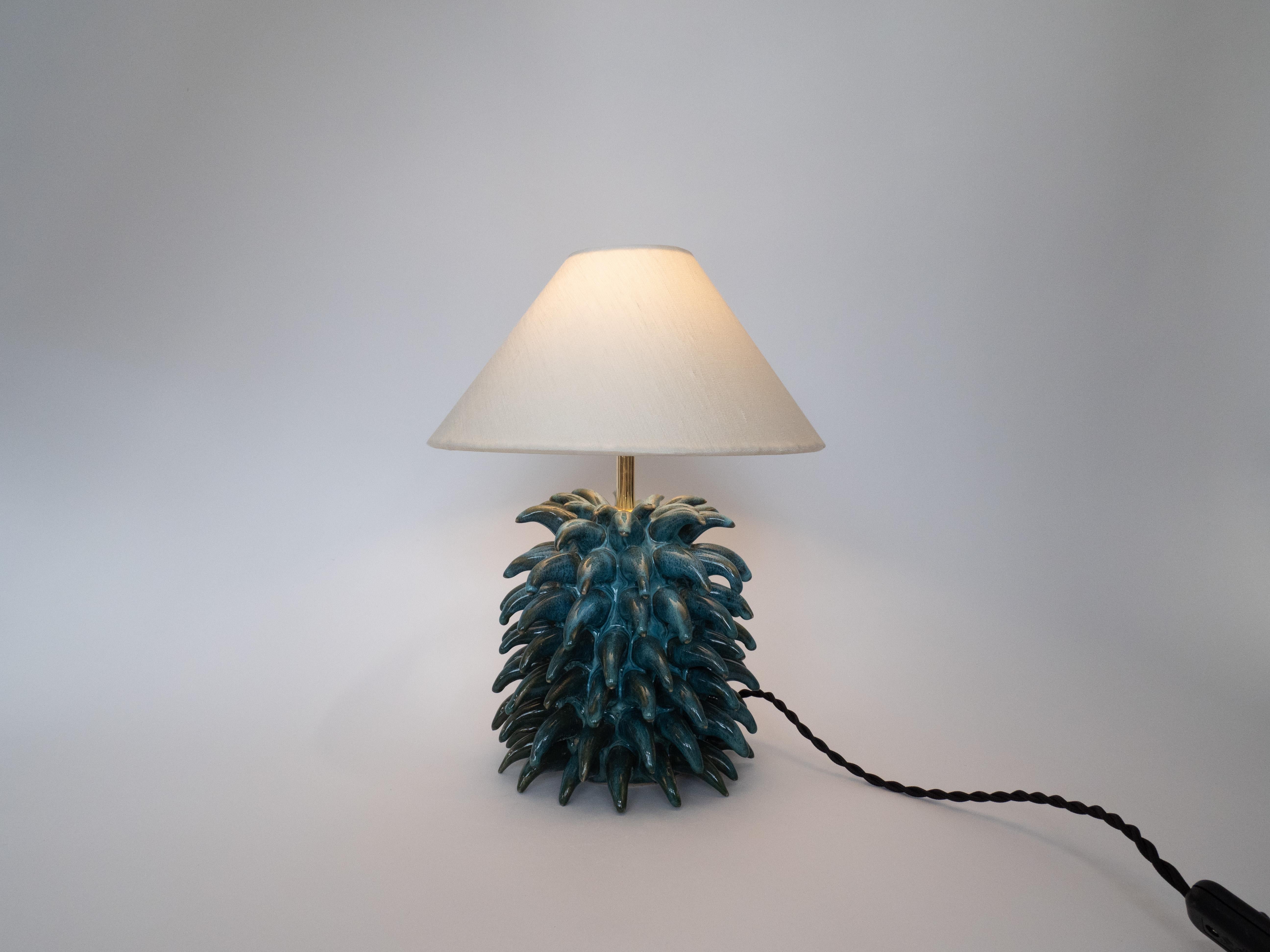 Tall Blue Pine Table Lamp In New Condition In London, GB
