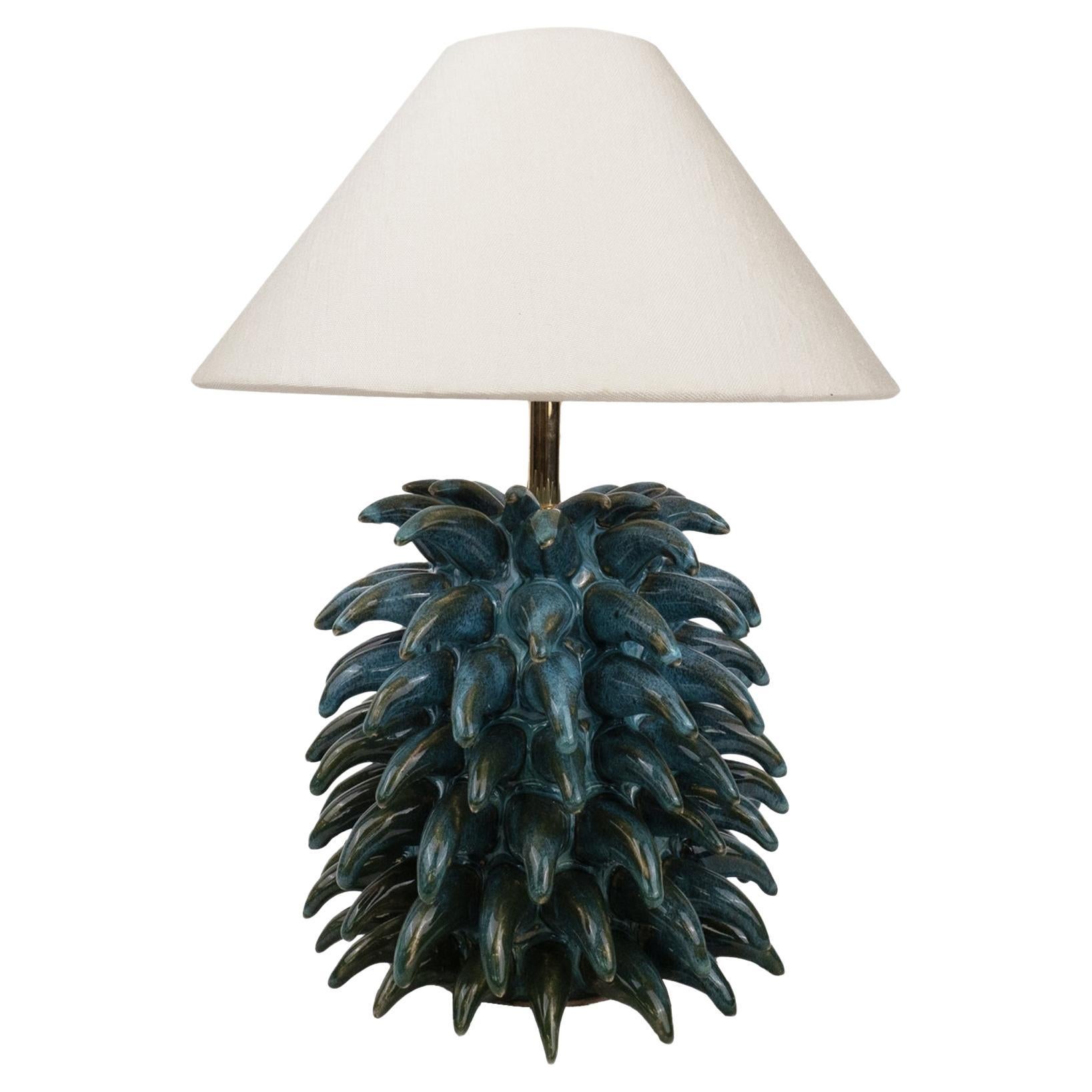 Tall Blue Pine Table Lamp