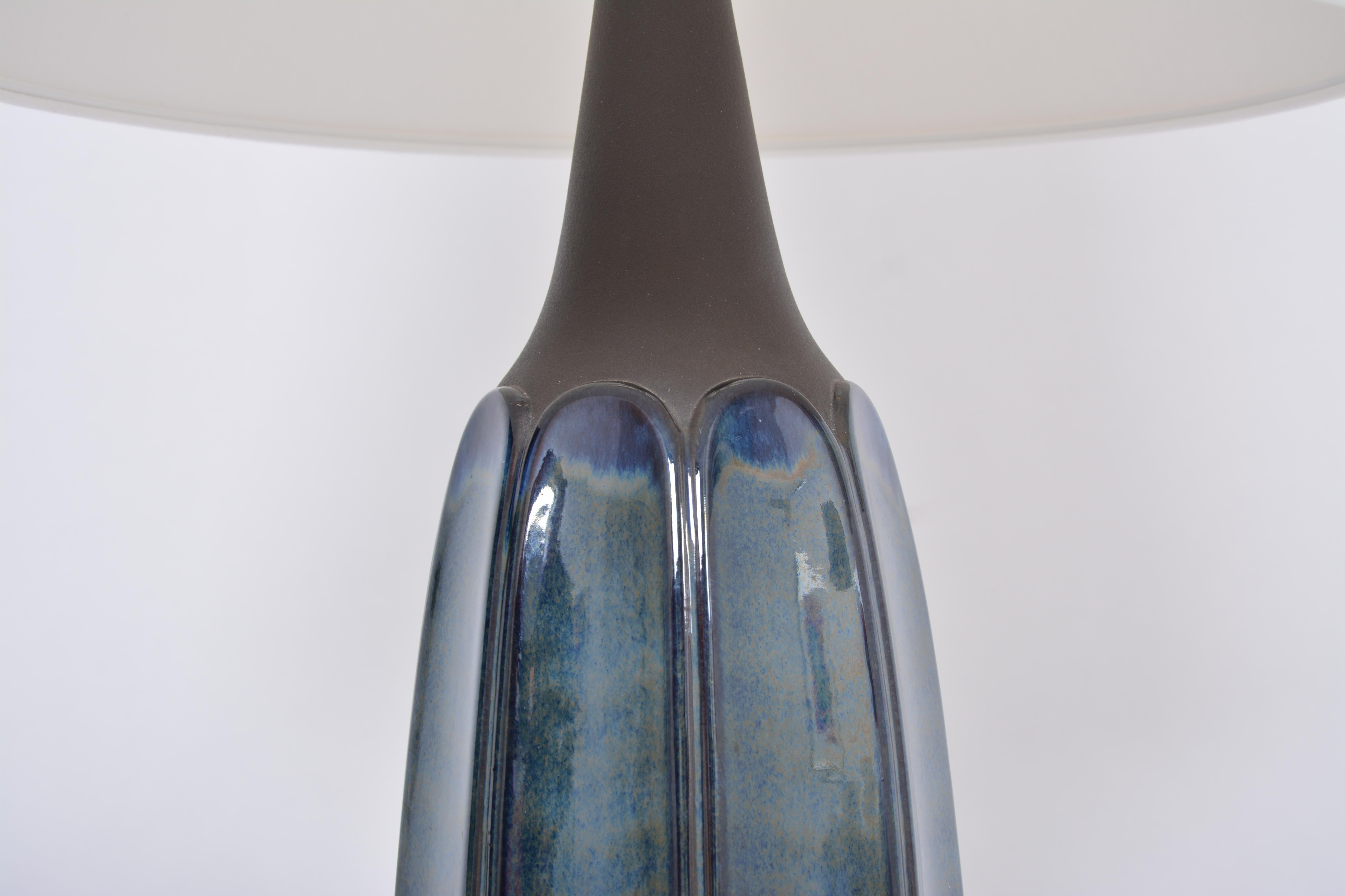 Danish Tall Blue Stoneware Table Lamp Model 1042 by Einar Johansen for Søholm For Sale