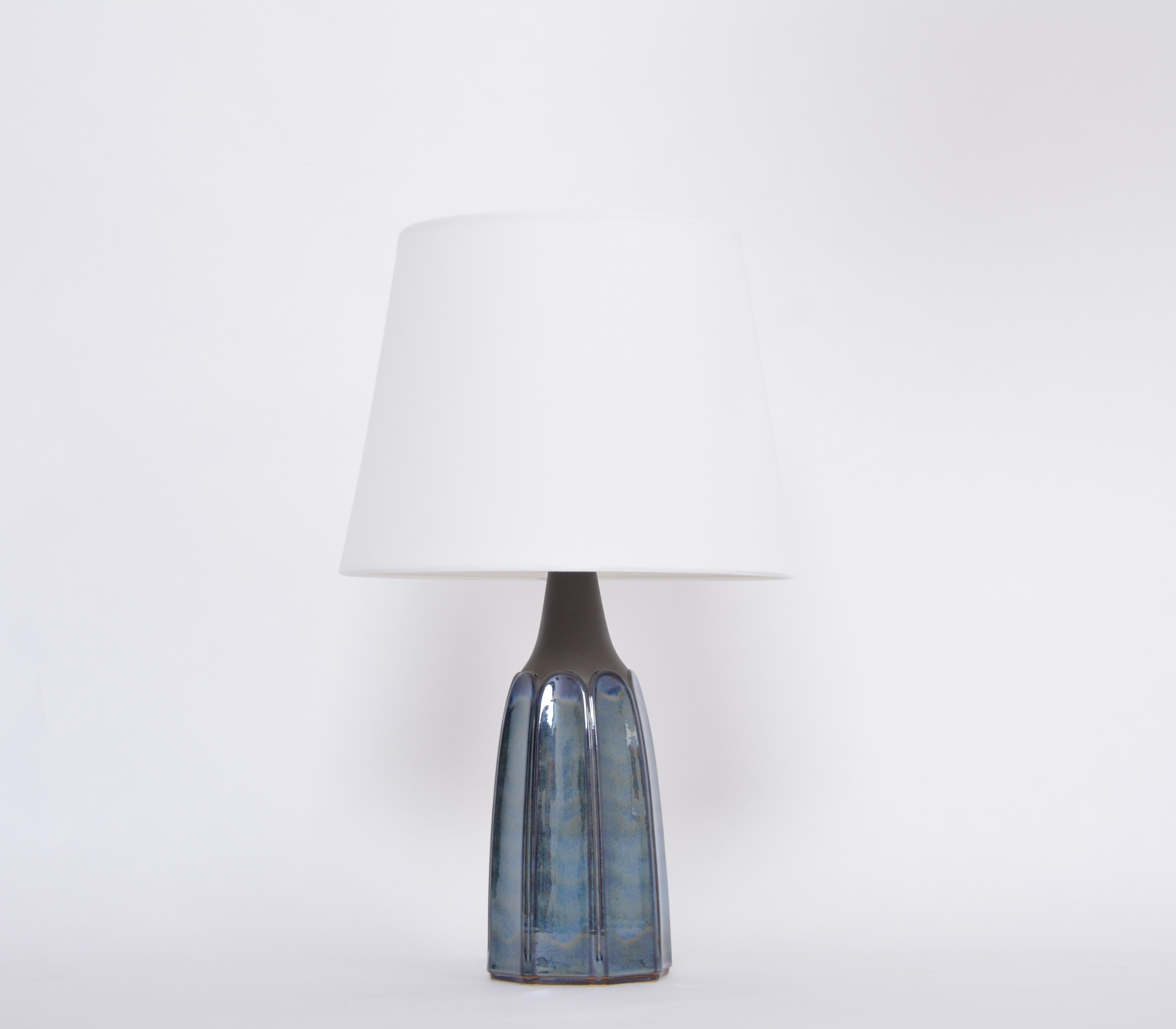 Glazed Tall Blue Stoneware Table Lamp Model 1042 by Einar Johansen for Søholm For Sale