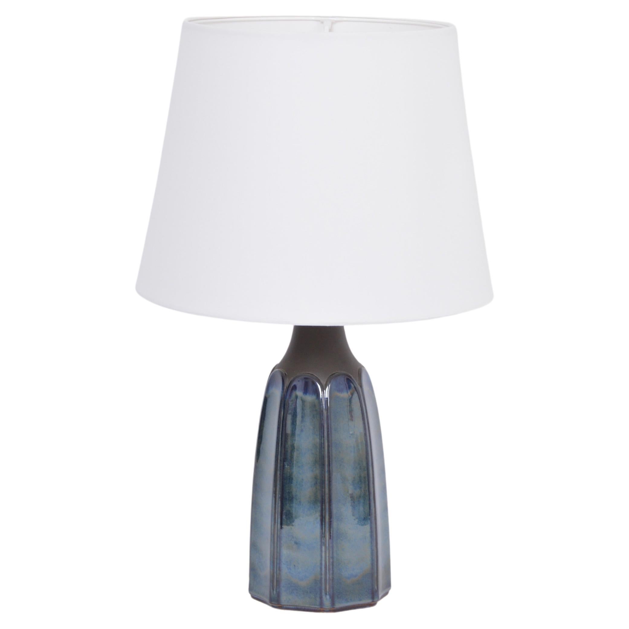 Tall Blue Stoneware Table Lamp Model 1042 by Einar Johansen for Søholm For Sale