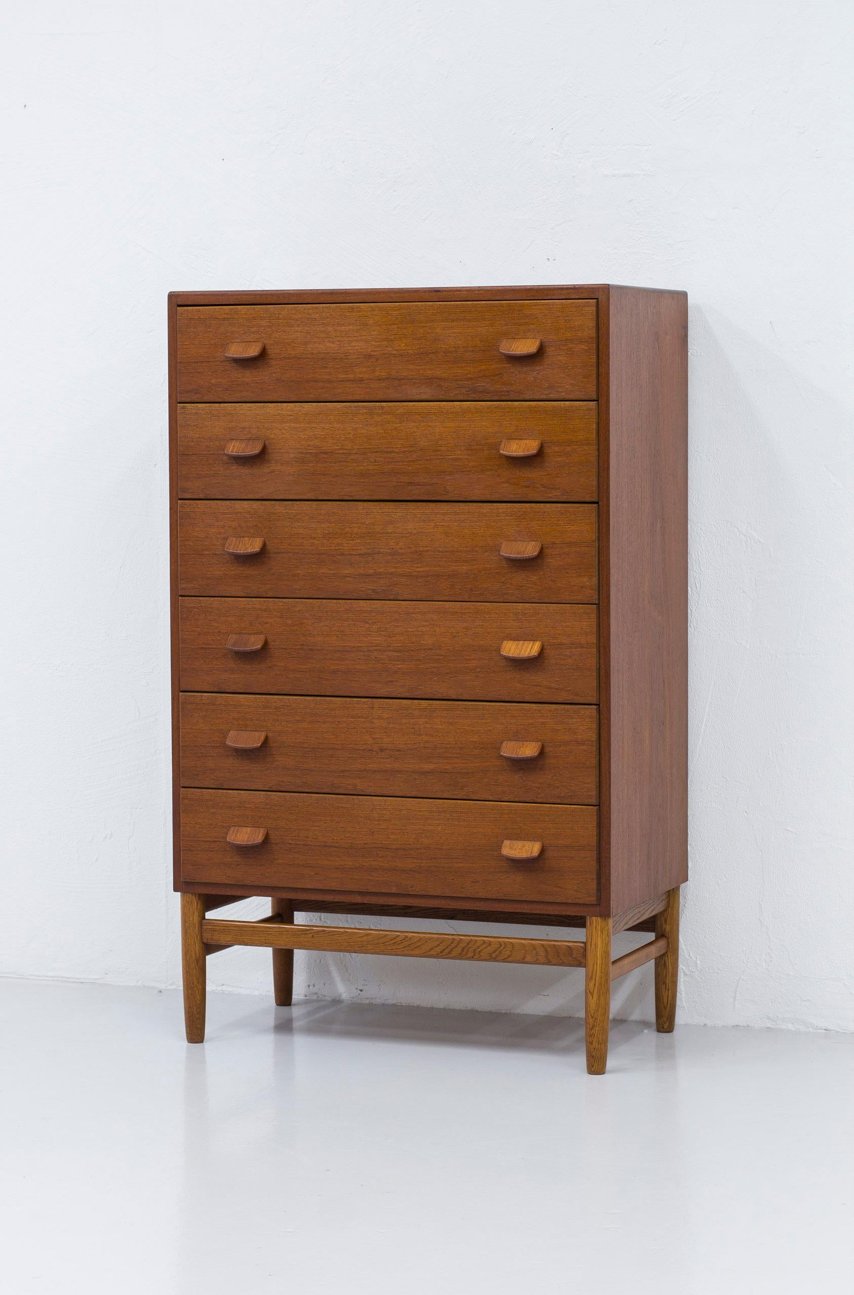 Scandinavian Modern Tall Boy Chest of Drawers by Poul M. Volther, FDB, Denmark, 1950s For Sale