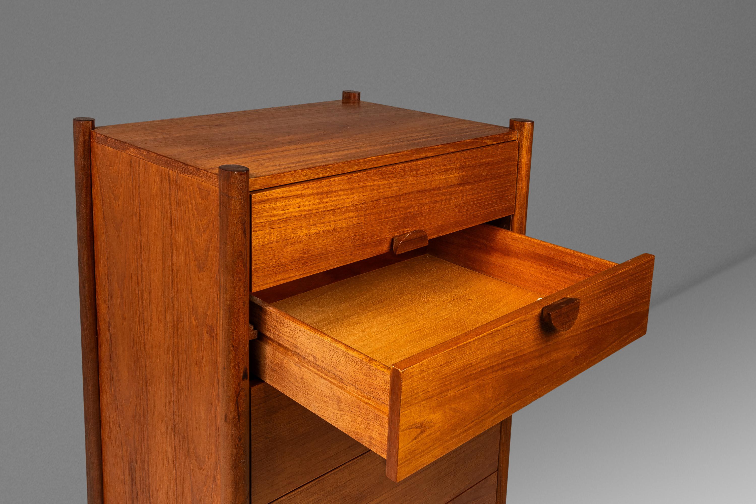 Tall Boy Slim Sled-Based 5-Drawer Dresser by Durable Suites, Denmark, c. 1970's 3