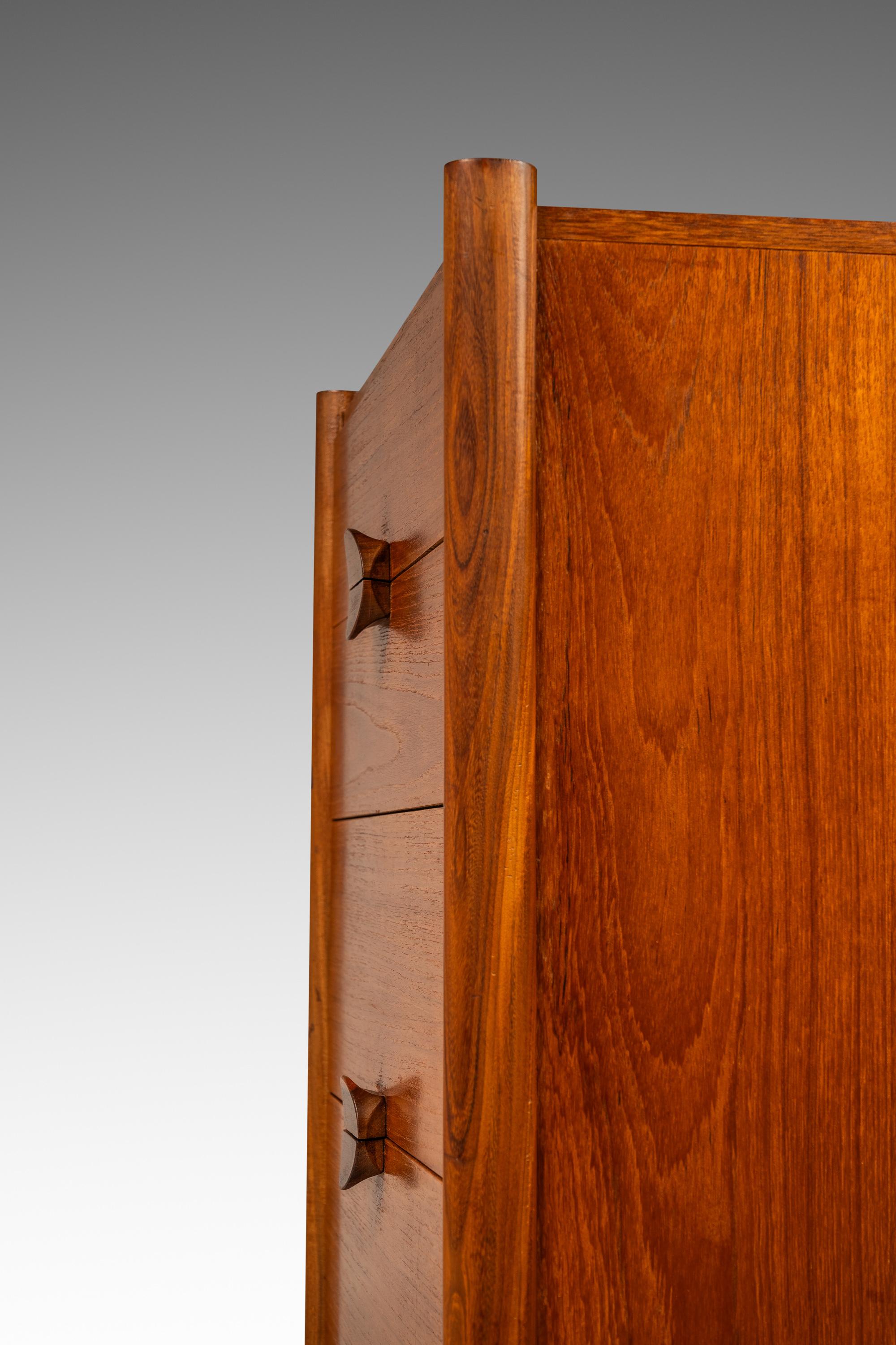 Tall Boy Slim Sled-Based 5-Drawer Dresser by Durable Suites, Denmark, c. 1970's 6