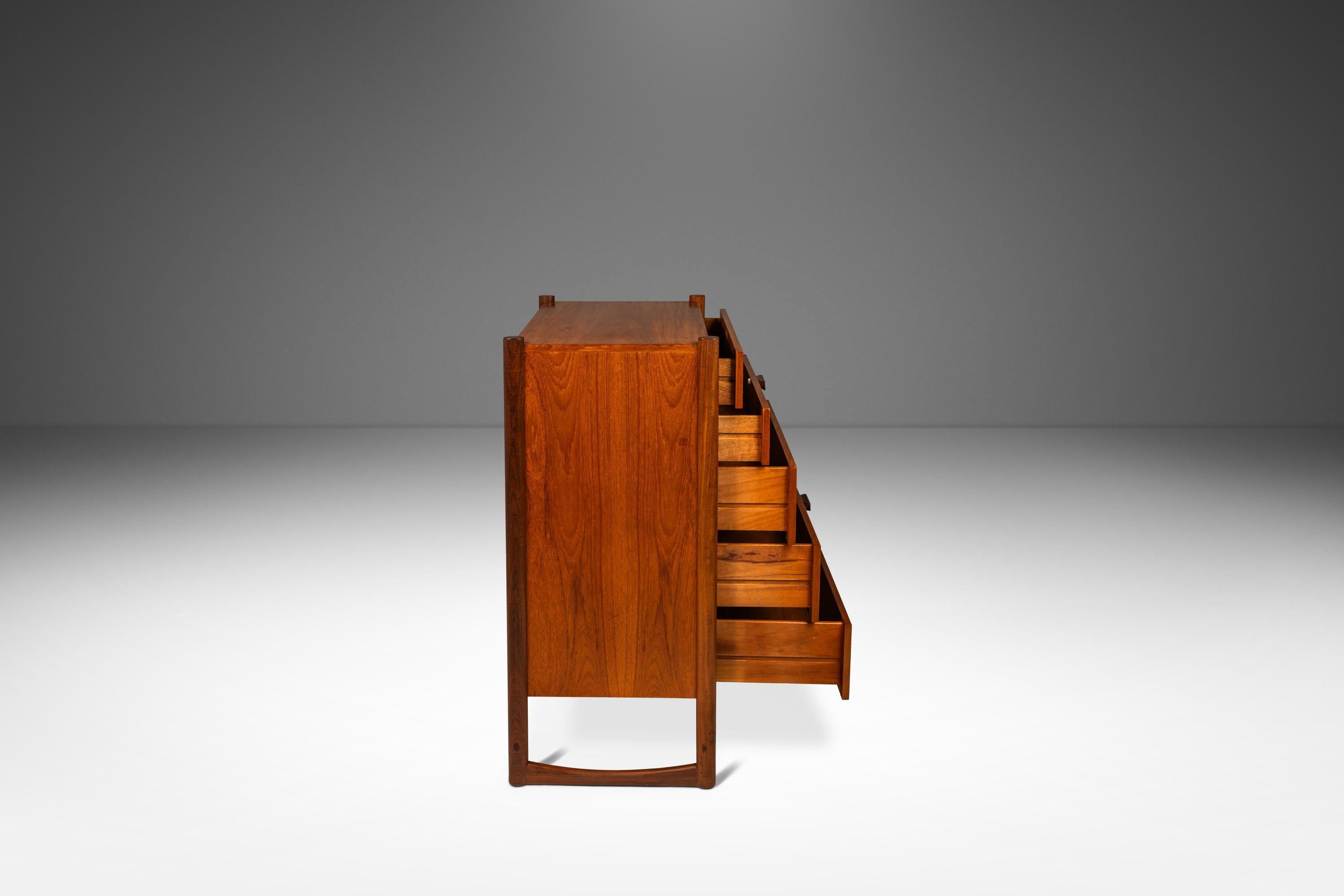 Tall Boy Slim Sled-Based 5-Drawer Dresser by Durable Suites, Denmark, c. 1970's 1