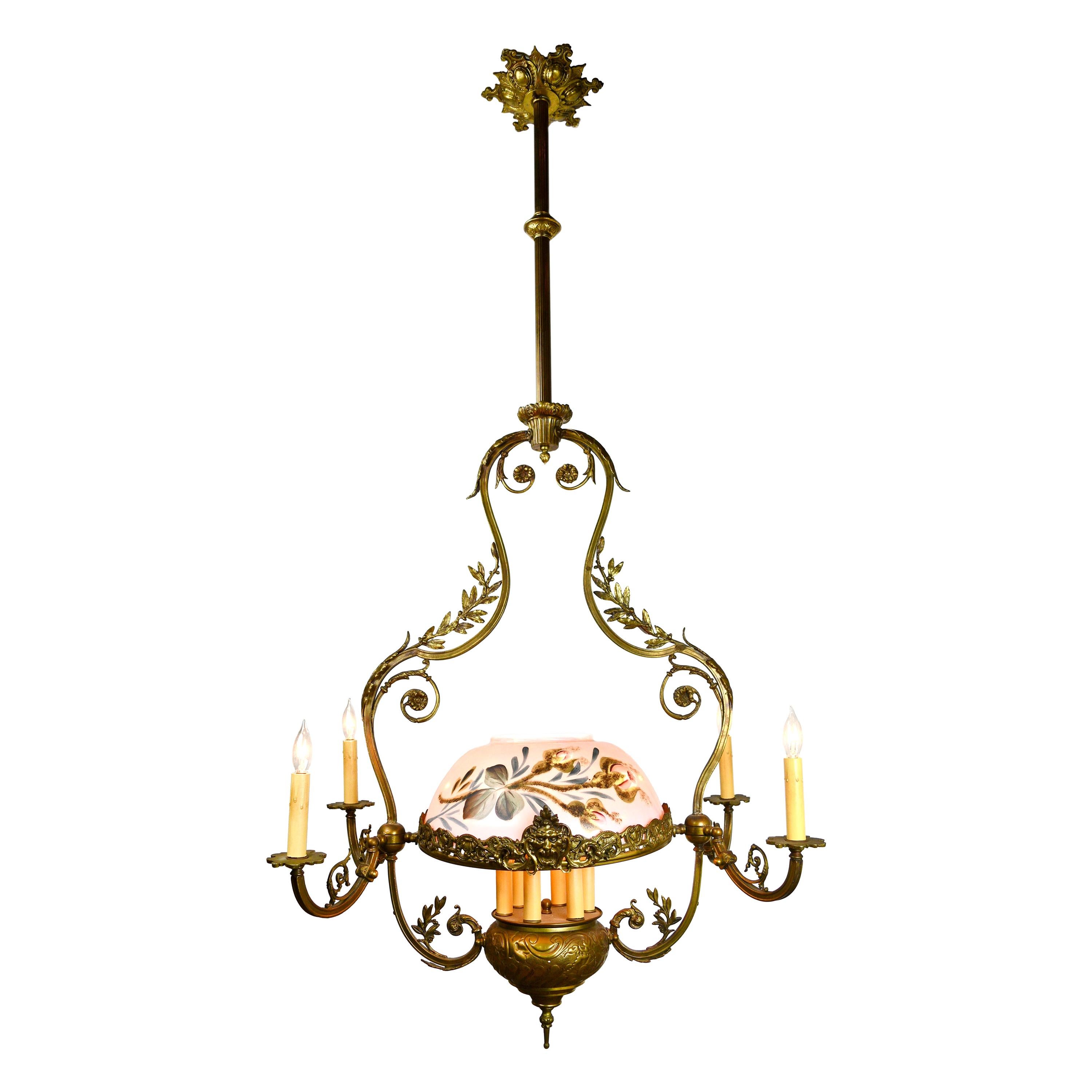 Tall Brass 10 Candle Victorian Chandelier