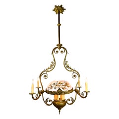 Tall Brass 10 Candle Victorian Chandelier