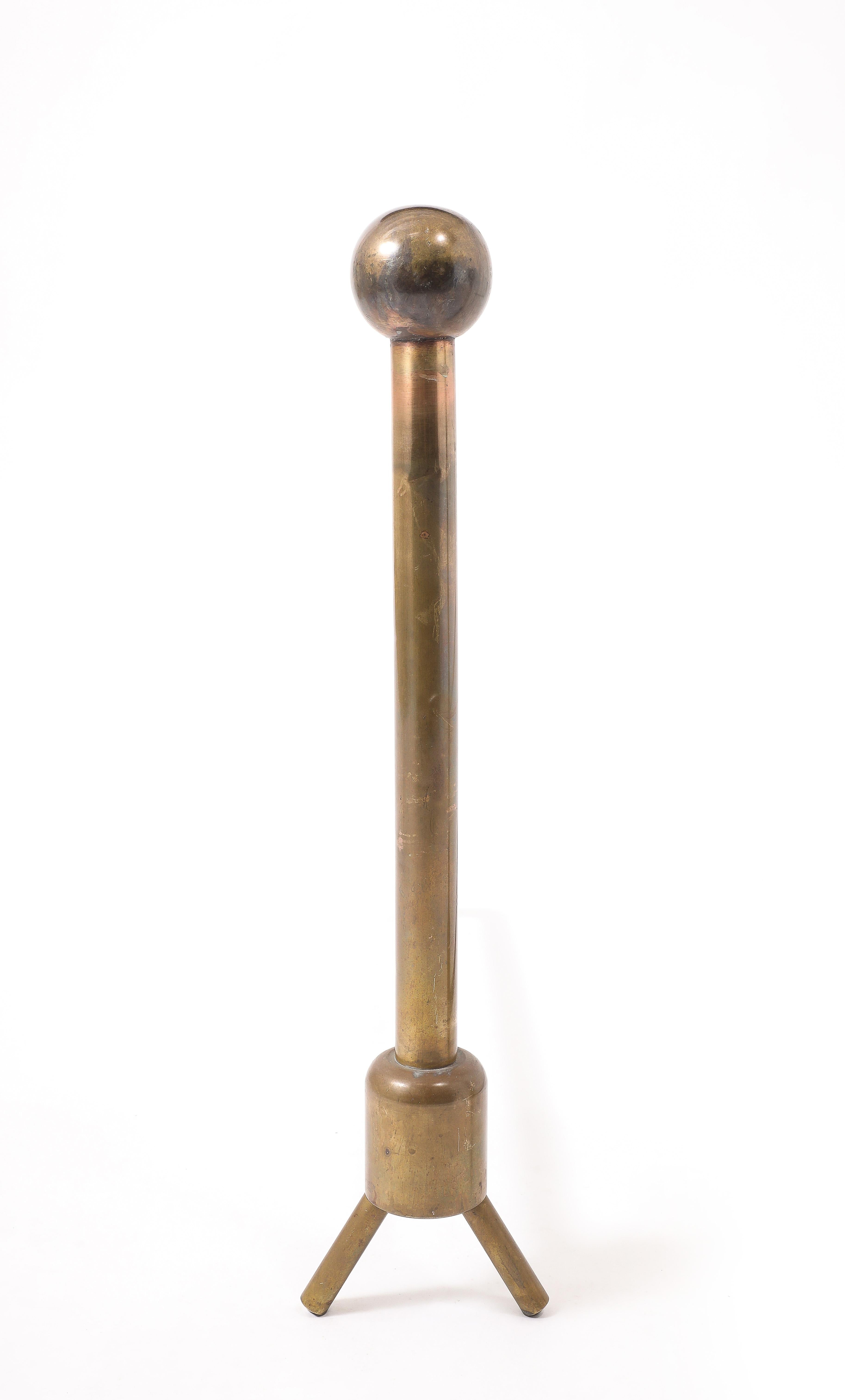 French Tall Brass Andirons, France 1950's For Sale
