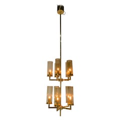 Tall Brass Chandelier Hans Agne Jakobsson, Sweden, 1970