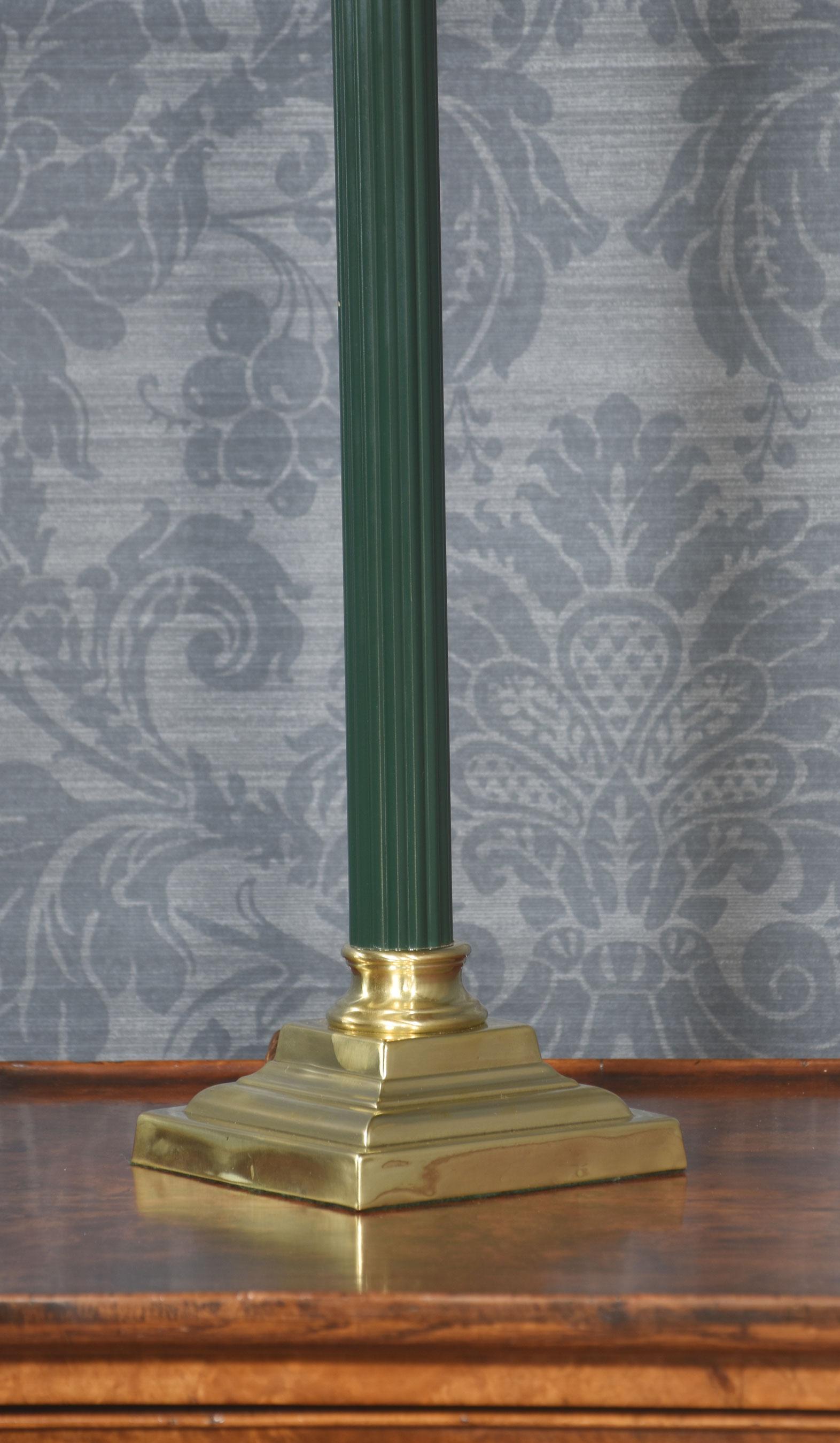 British Tall brass corinthian column table lamp For Sale