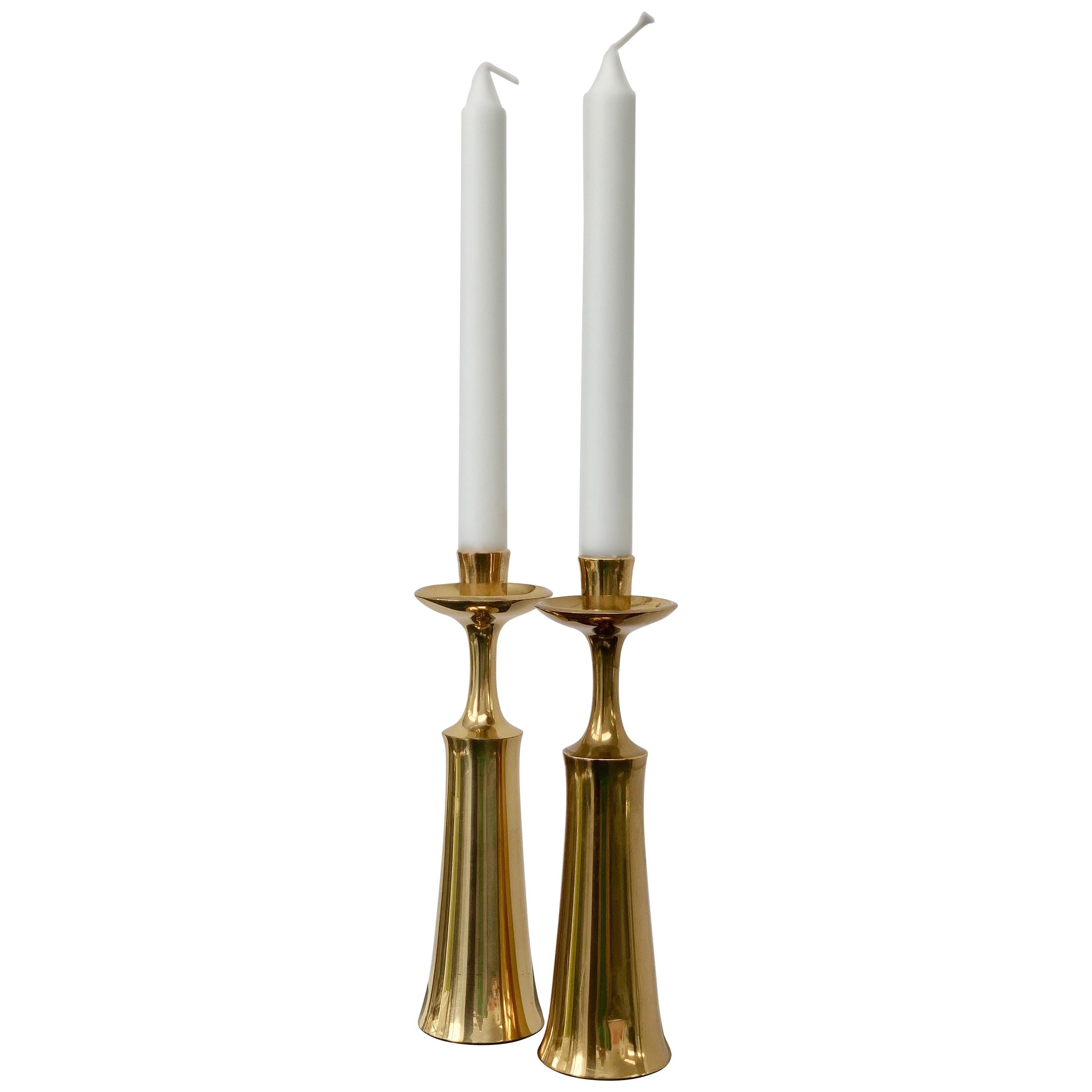 Tall Brass Danish Candlesticks and Vases by Jens H. Quistgaard for