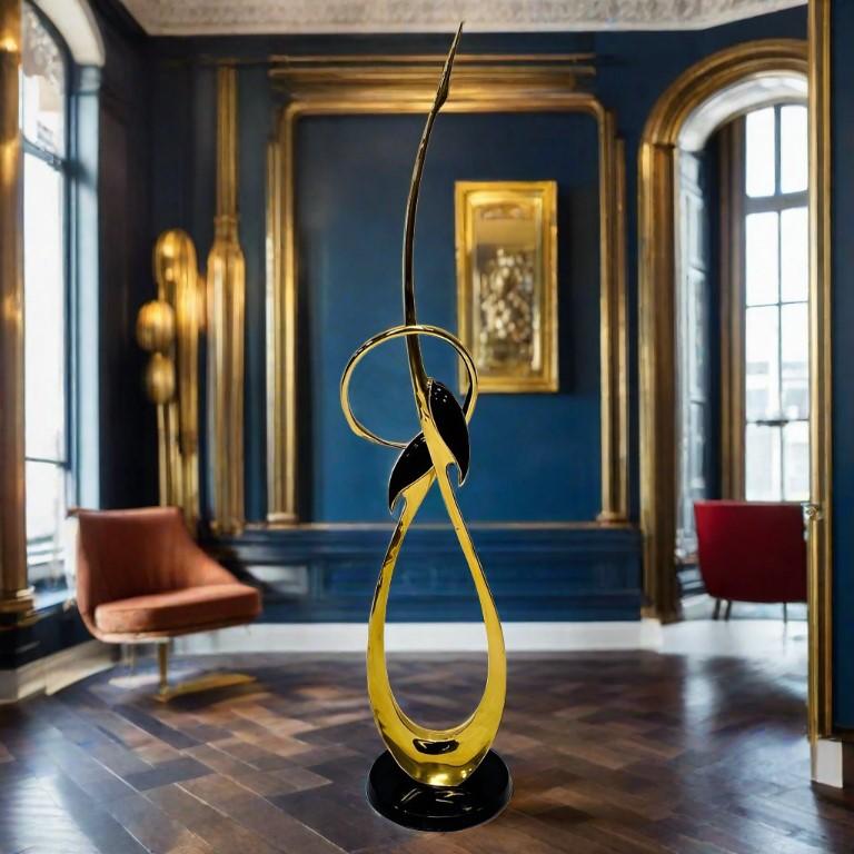 Lithuanian Tall Brass Entwined Cranes Sculpture by Boris Lovet Lorski For Sale