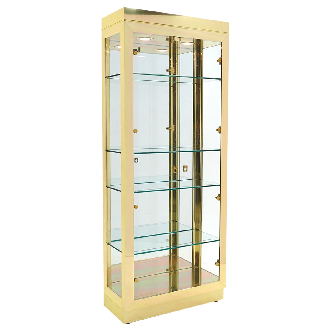 Großer beleuchteter Schaukasten aus Messing und Glas.  Schöner Zustand.