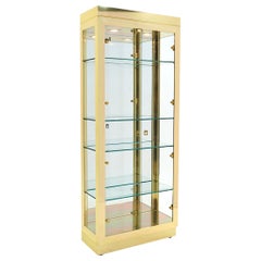 Tall Brass & Glass Lighted Display Cabinet.  Beautiful Condition.
