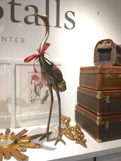Tall Brass Heron Standing Floor Sculpture