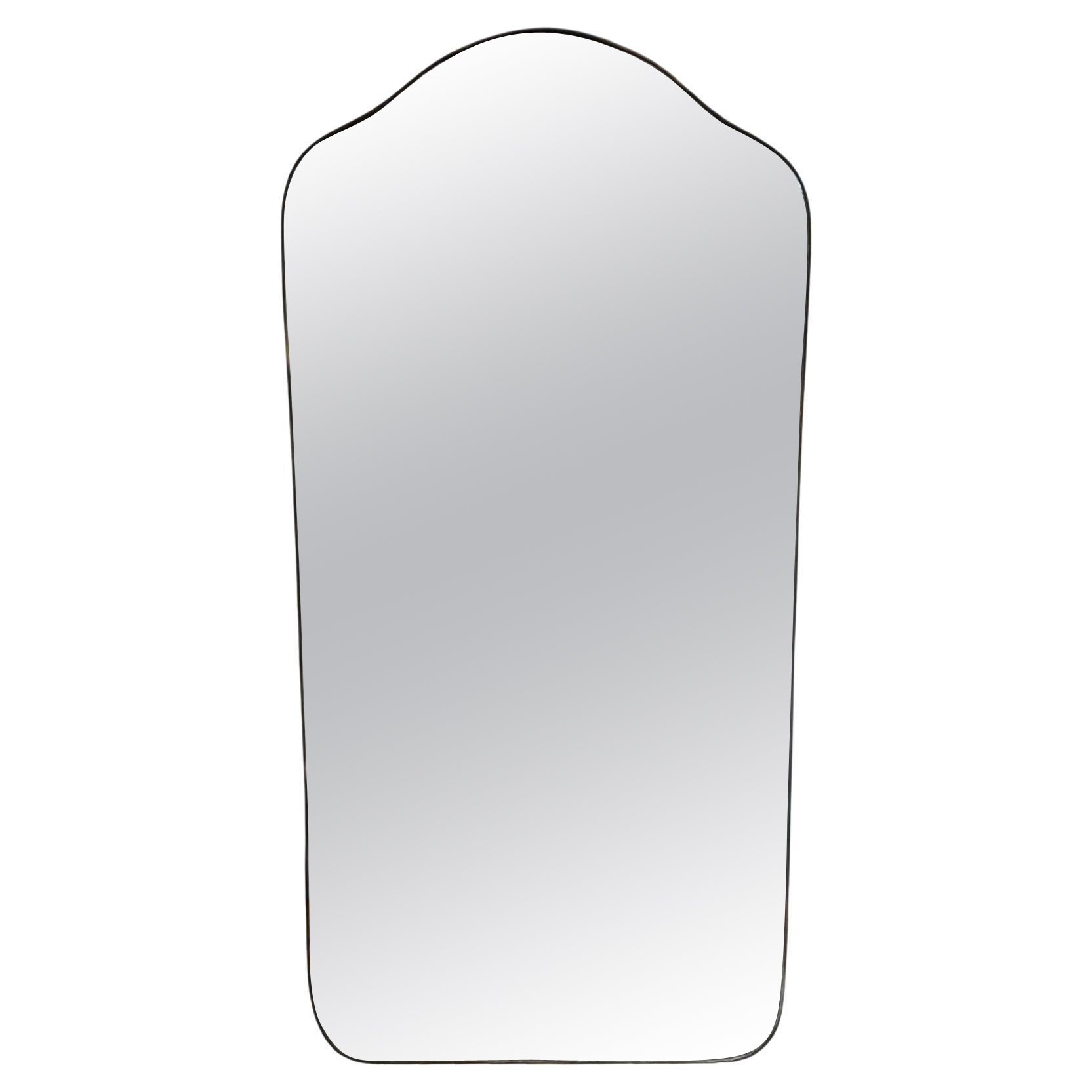 Grand miroir italien du milieu du siècle en laiton en vente