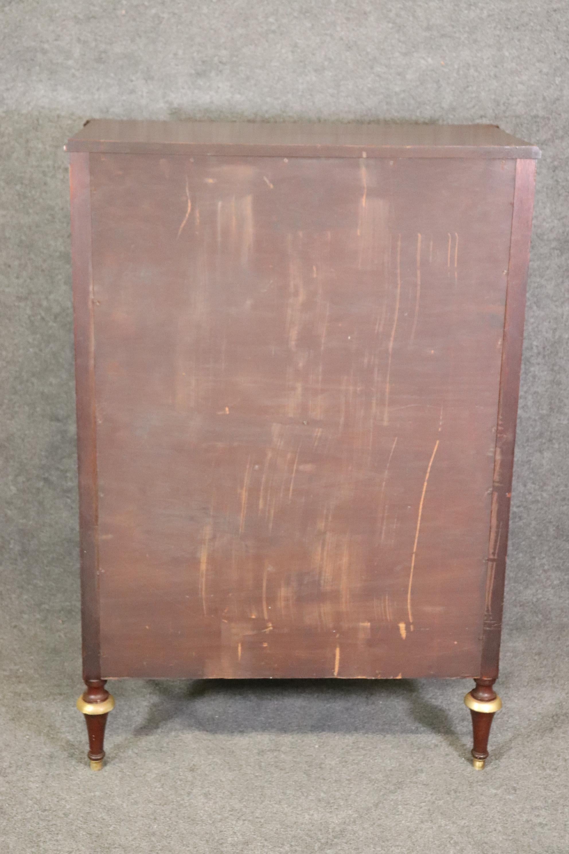 Tall Brass Mounted Mahogany Directoire Louis XVI Style Dresser Semanier In Good Condition For Sale In Swedesboro, NJ