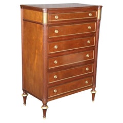 Used Tall Brass Mounted Mahogany Directoire Louis XVI Style Dresser Semanier