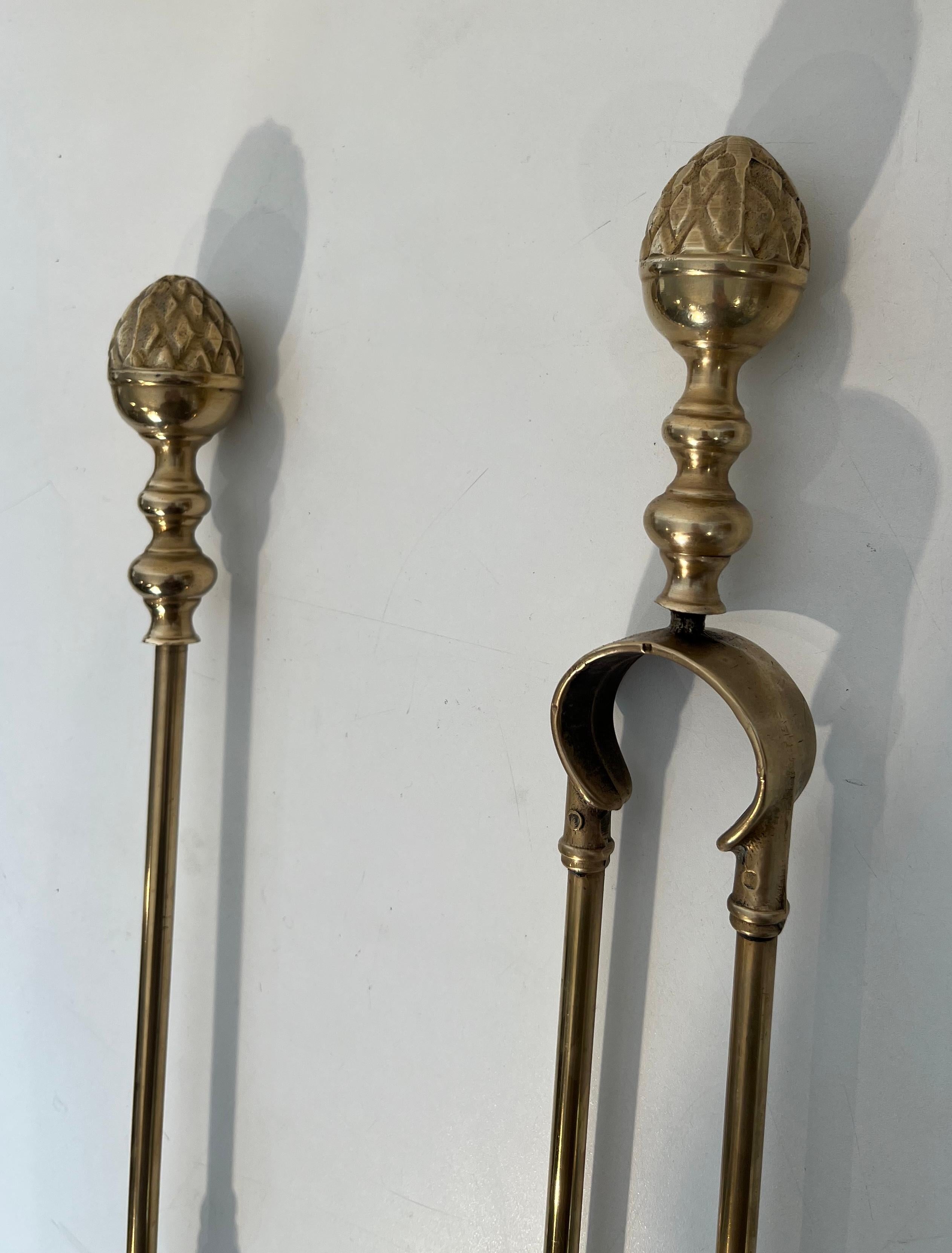 Ananas alto in ottone per caminetto nello stile della Maison Baguès in vendita 5