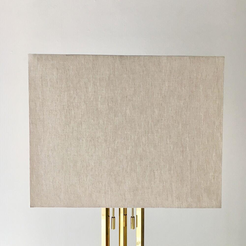 Tall Brass Rod and Wooden Veneered Pillar Table Lamp, 1960s In Good Condition For Sale In London, GB