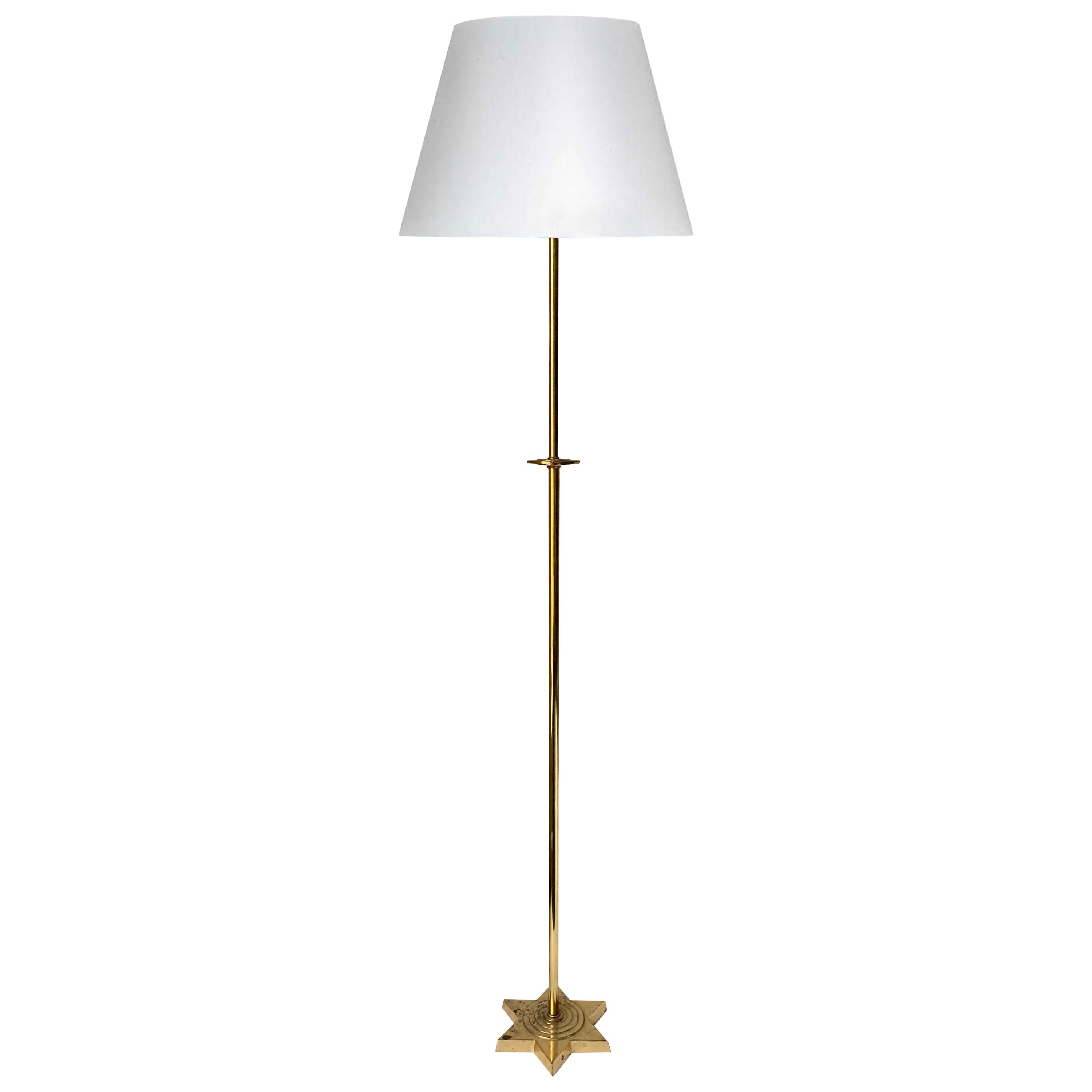 Brass Star Motif Tall Floor Lamp For Sale