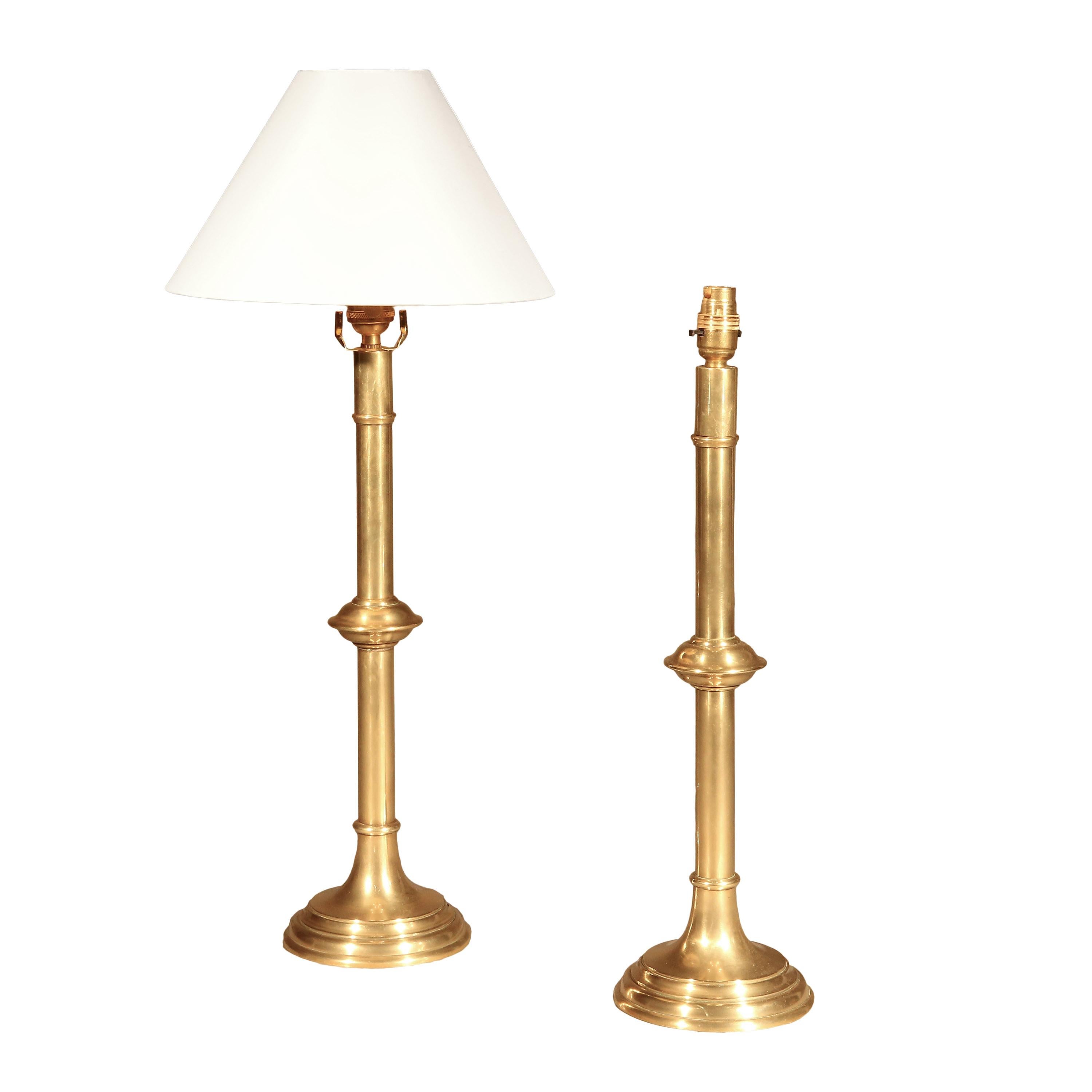 Polished Tall Brass Table Lamps