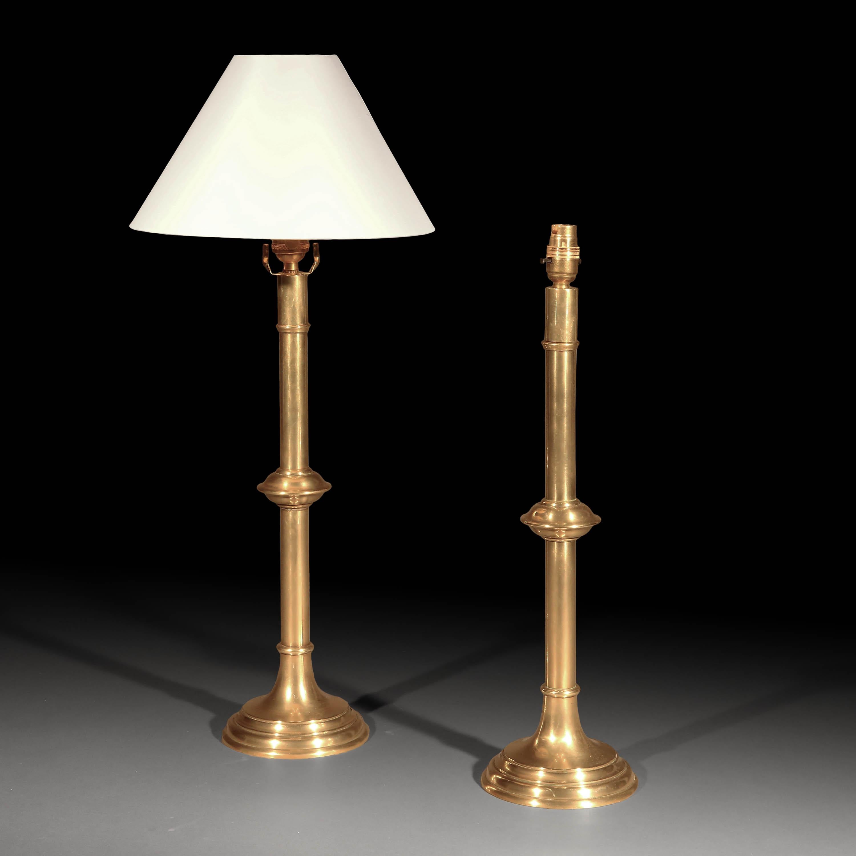 Tall Brass Table Lamps In Good Condition In Richmond, London