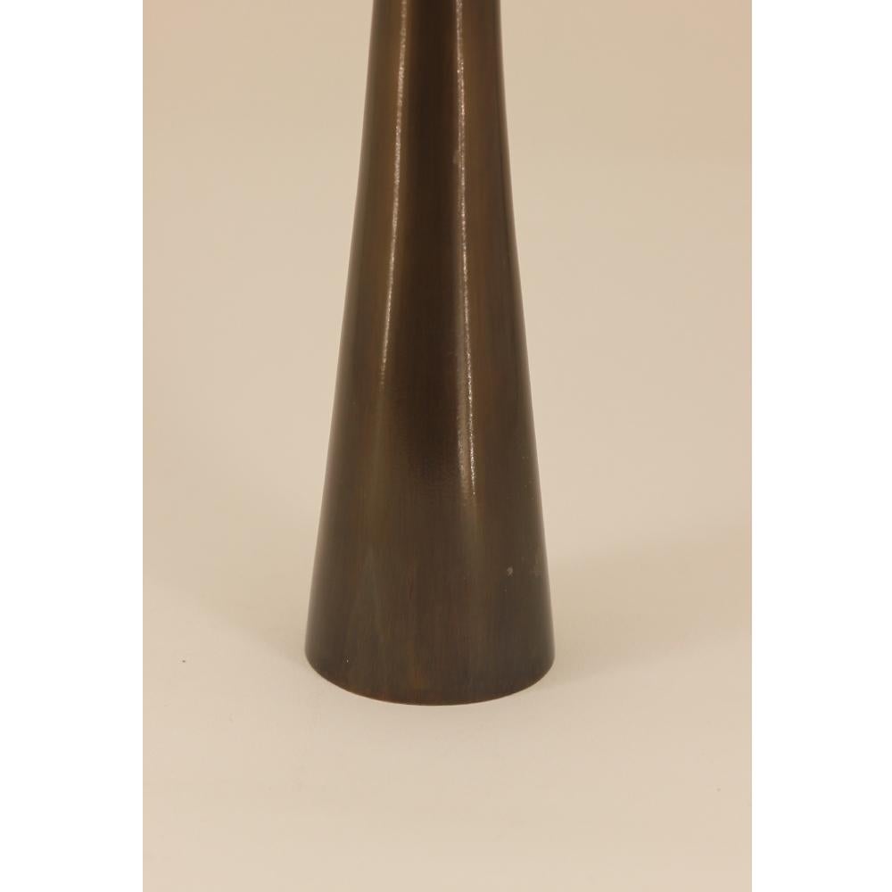 Contemporary Tall Brass Tapered Candle Holder with Bronze Patina