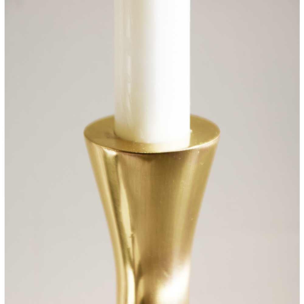 Brushed Tall Brass Tapered Candleholder