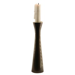 Tall Brass Tapered Candle Holder with Bronze Patina