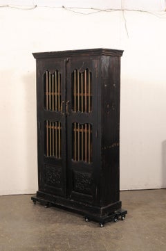 Tall British Colonial Cabinet w/Ventilated Door Fronts, Early 20th C